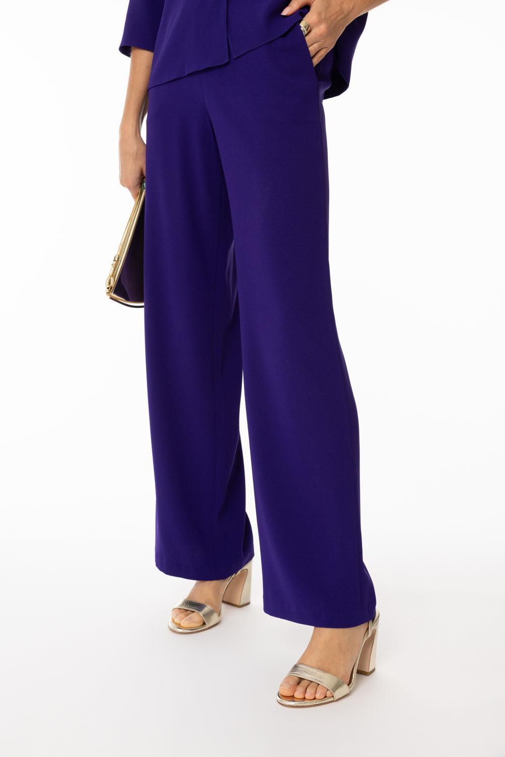 Wide Leg Pocket Pant - Violet-VIOLET-P-CLOTHINGPANTWIDE LEG-PETER COHEN