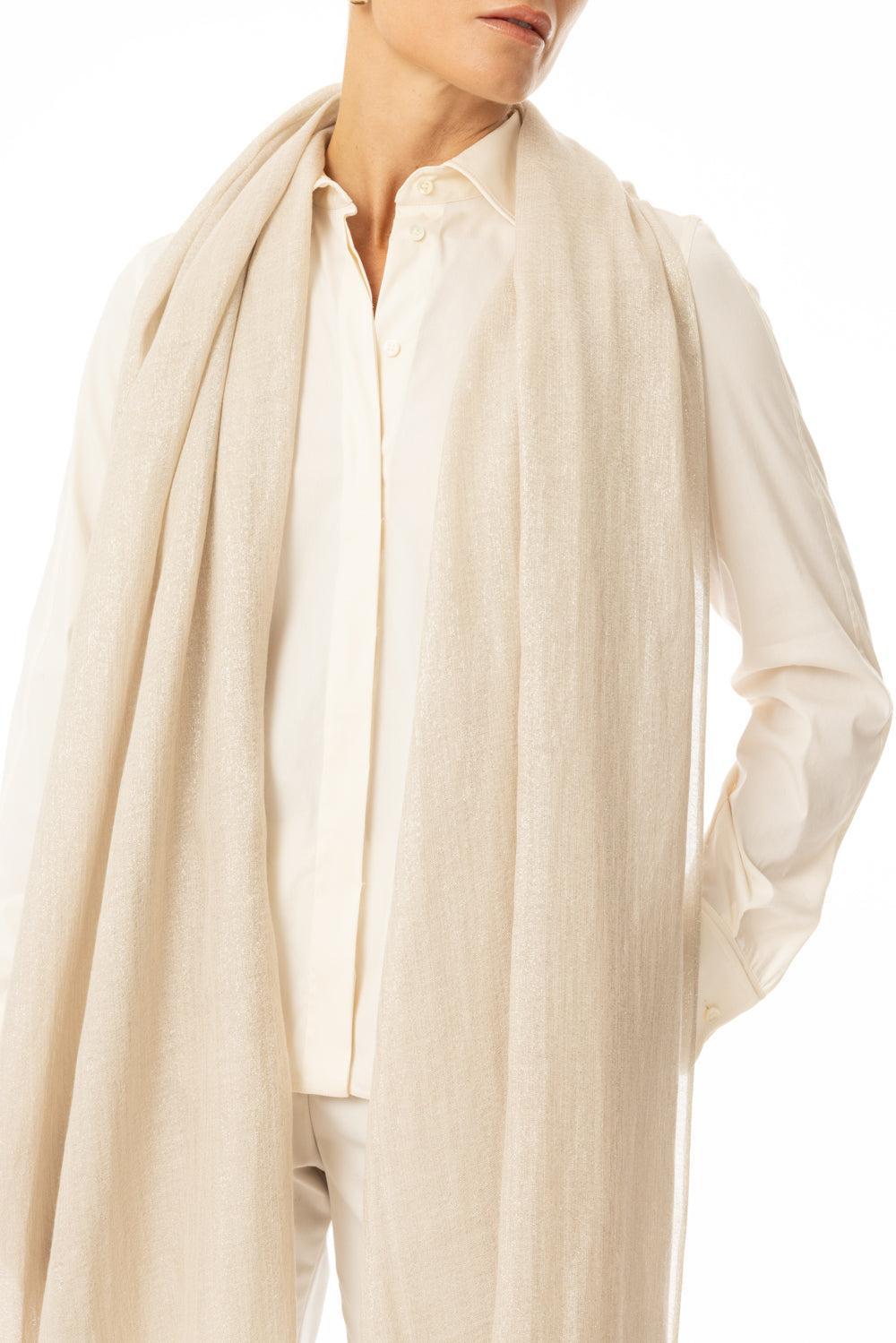 Lurex Scarf - Rustic Beige-RSTC BGE-O/S-ACCESSORIESCARVES-BRUNELLO CUCINELLI
