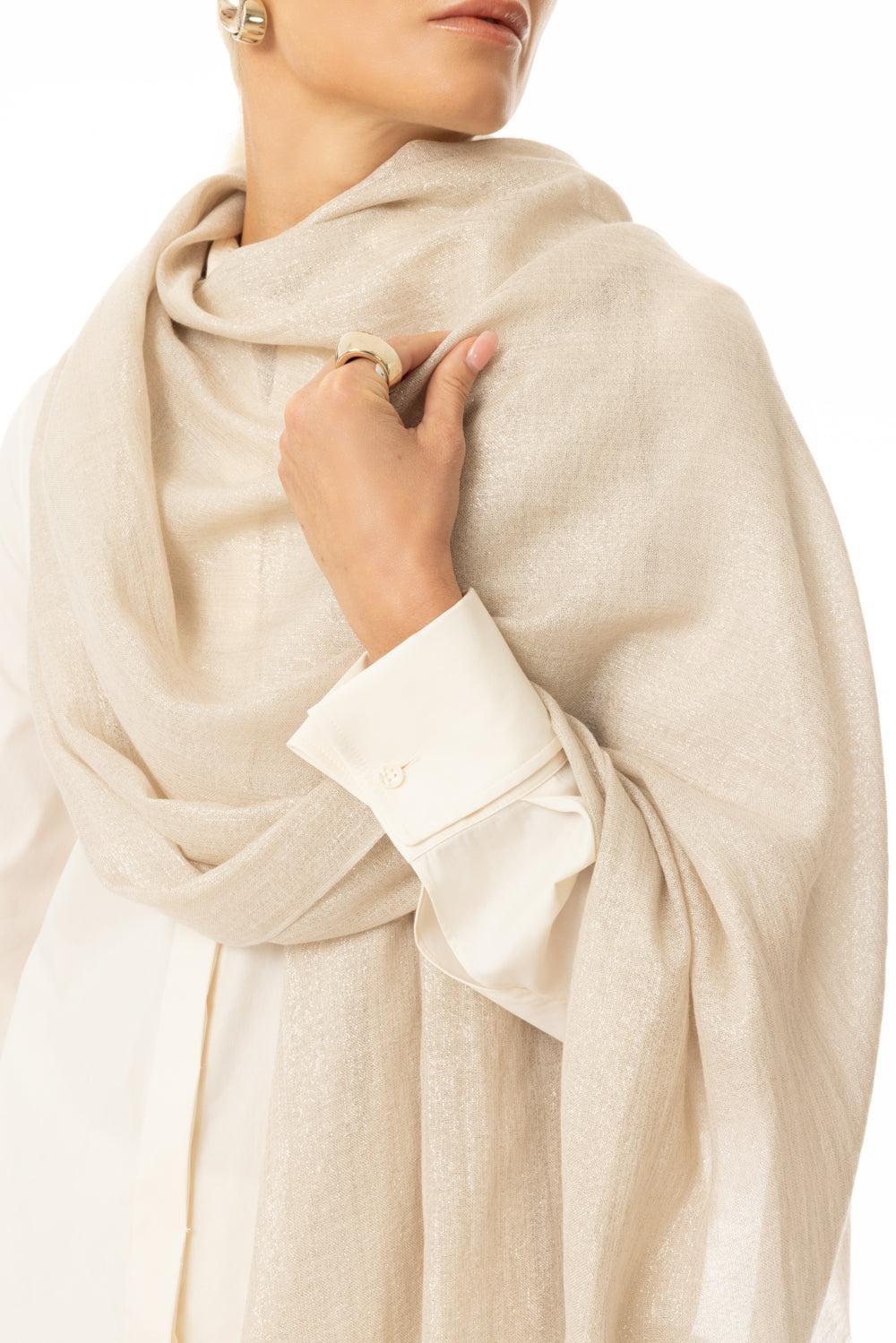 Lurex Scarf - Rustic Beige-RSTC BGE-O/S-ACCESSORIESCARVES-BRUNELLO CUCINELLI