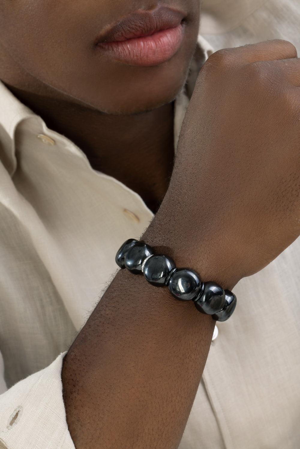 Diamond Bar Black Dama Bracelet-WHTGOL-JEWELRYFINE JEWELBRACELET O-ROBERTO DEMEGLIO