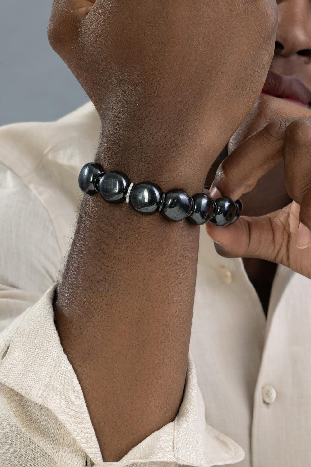 Diamond Bar Black Dama Bracelet-WHTGOL-JEWELRYFINE JEWELBRACELET O-ROBERTO DEMEGLIO