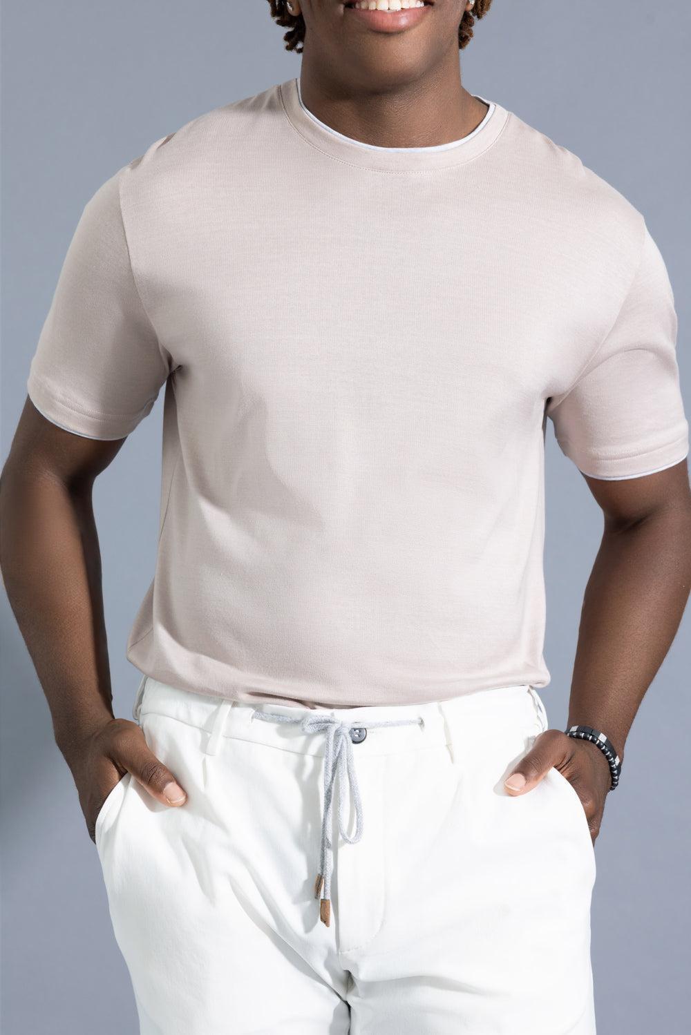 Crewneck Tee - Powder Light Grey-STRIPE-S-MENSCLOTHINGSHIRT-ELEVENTY