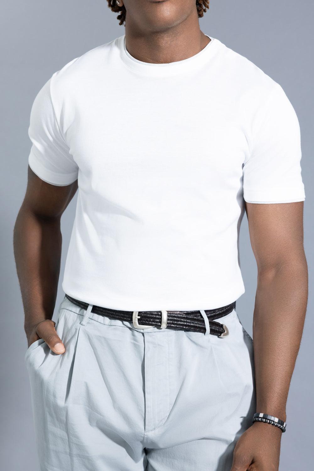 Crewneck Tee - White Grey-WH/LTGRY-S-MENSCLOTHINGSHIRT-ELEVENTY