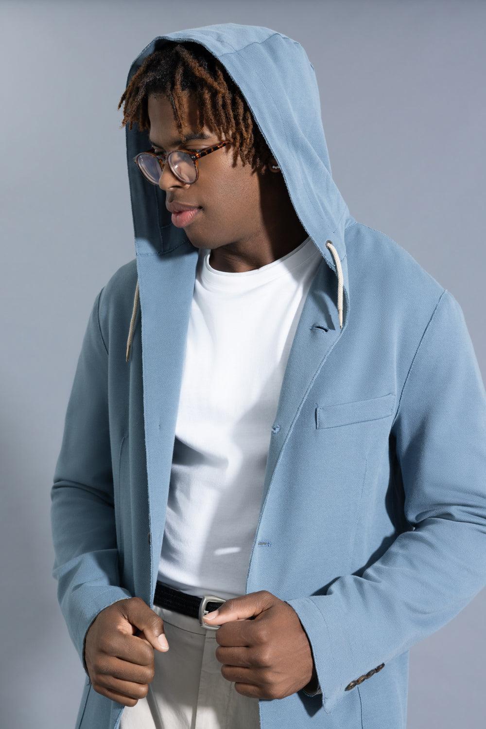 Hooded Blazer - Denim-DENIM-48-MENSCLOTHINGJACKET-ELEVENTY