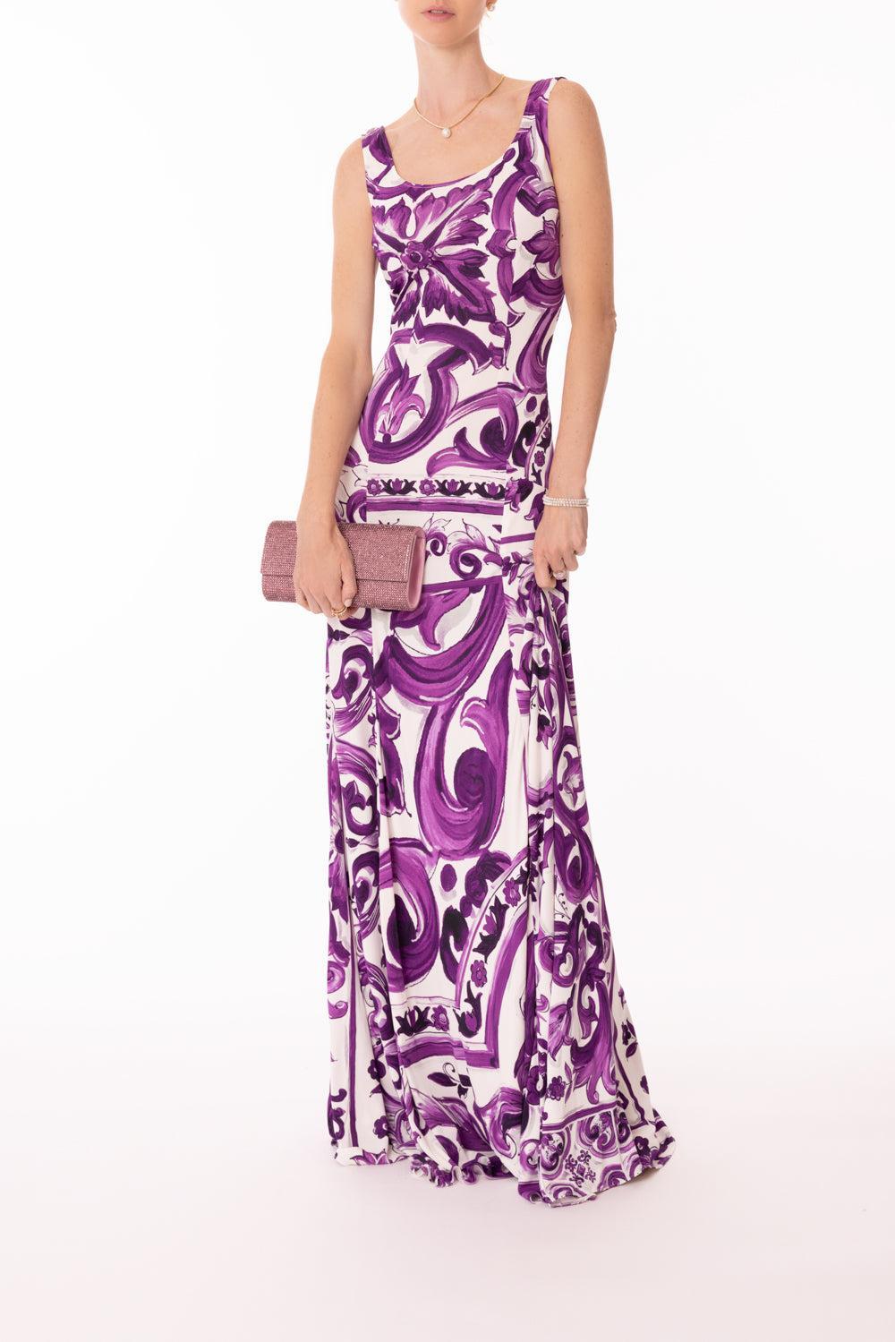 Maiolica Maxi Dress-MXMAIVIO-40-CLOTHINGDRESSCASUAL-DOLCE & GABBANA
