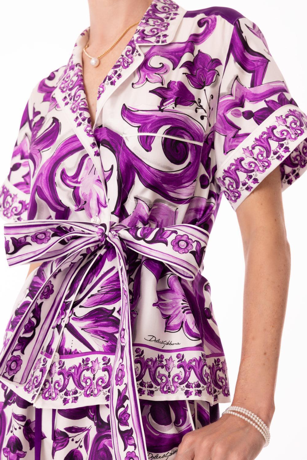 Maiolica Pajama Shirt-MXMAIVIO-38-CLOTHINGTOPBLOUSE-DOLCE & GABBANA