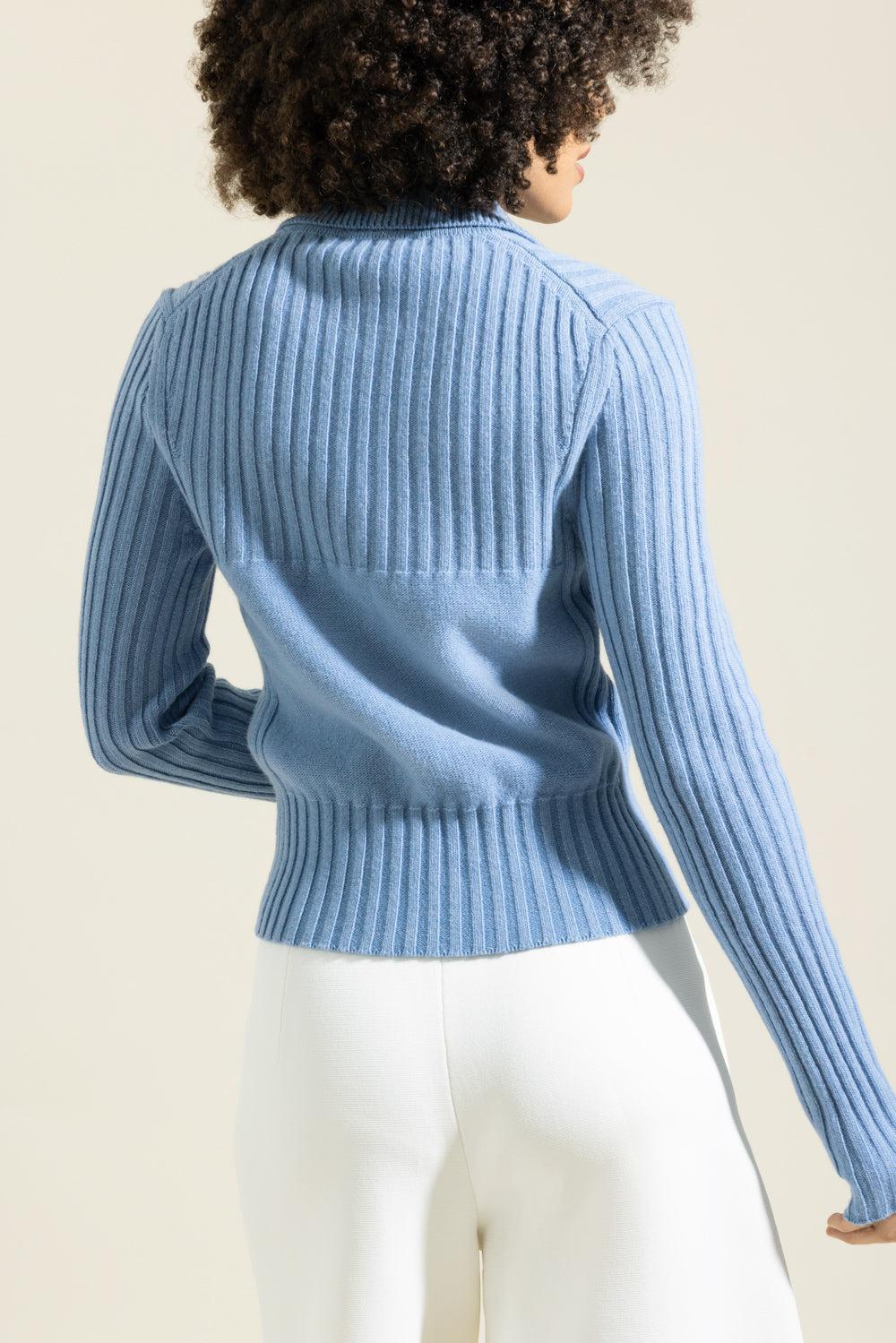Full Zip Jumper-BLUE-XS-CLOTHINGTOPKNITS-VICTORIA BECKHAM