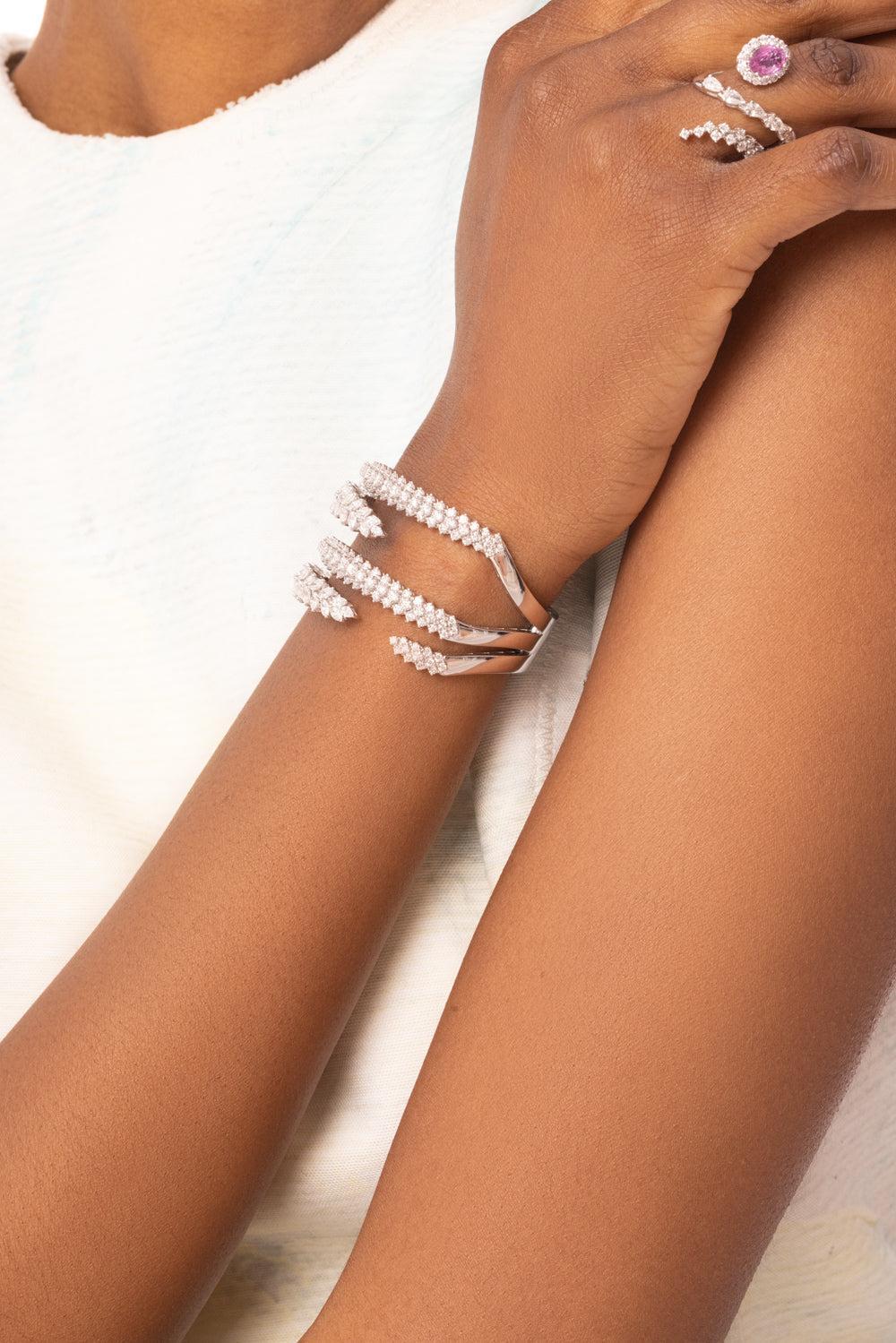 Y-Couture Diamond Bangle Bracelet-WHITE GOLD-JEWELRYFINE JEWELBRACELET O-YEPREM JEWELLERY