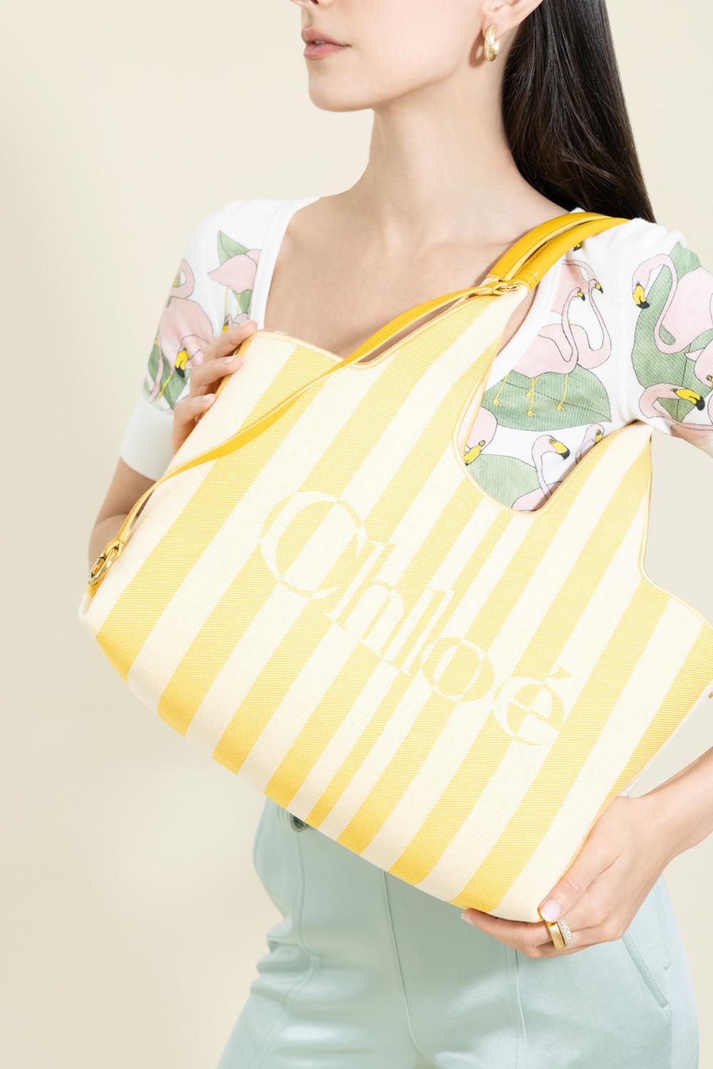 Chloe Stripy East-West Tote Bag-STRIPE-HANDBAGTOTES-CHLOÉ