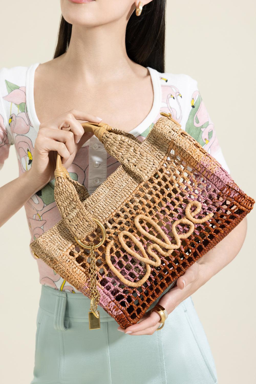 Summer Banana Small East-West Tote Bag - Bleached Brown-BROWN-HANDBAGTOP HANDLE-CHLOÉ