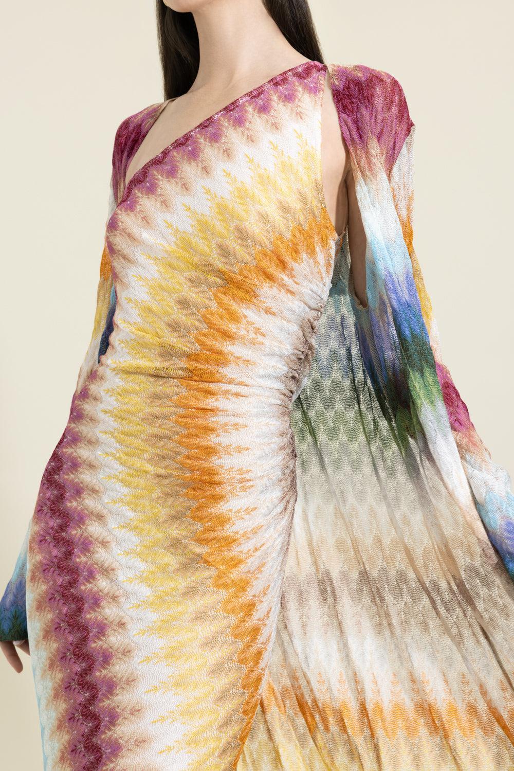 Long Knit Cardigan - Multicolor Blue Yellow Green-GEOMETRC-40-CLOTHINGTOPCARDIGAN-MISSONI