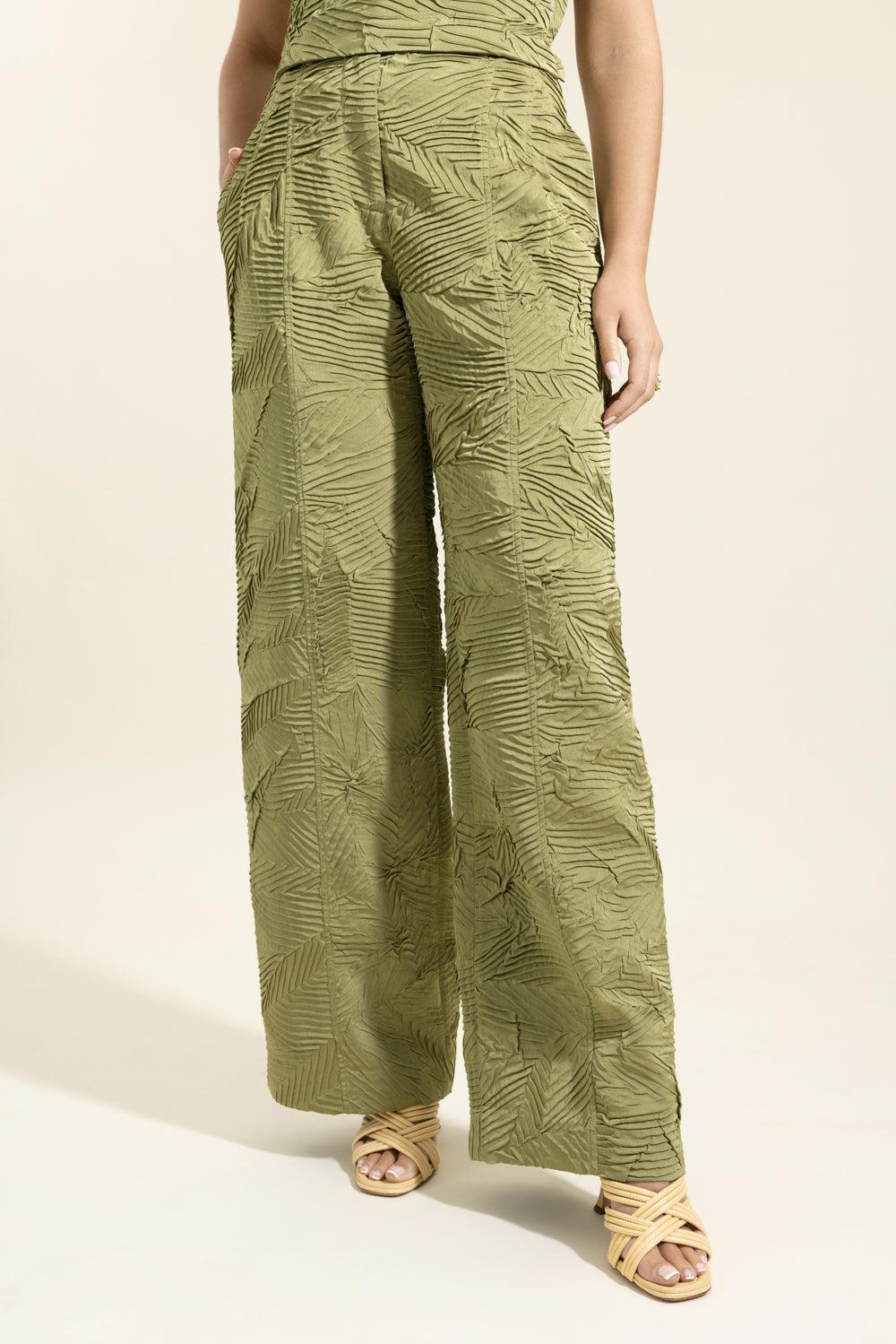 Carine Satin Pant-GREEN-2-CLOTHINGPANTWIDE LEG-ULLA JOHNSON