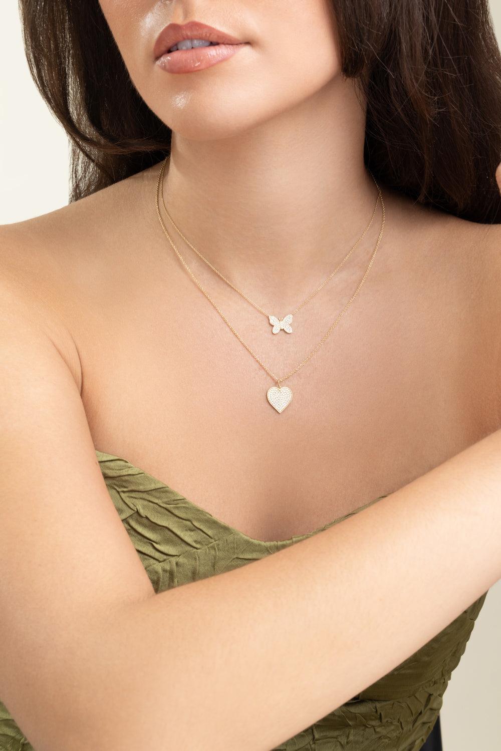 Diamond Butterfly Necklace-YELLOW GOLD-JEWELRYFINE JEWELNECKLACE O-SYDNEY EVAN