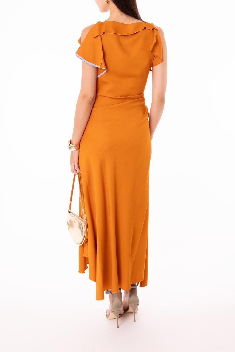Drape Sleeve Midi Dress-SUNSTORN-2-CLOTHINGDRESSCASUAL-VICTORIA BECKHAM