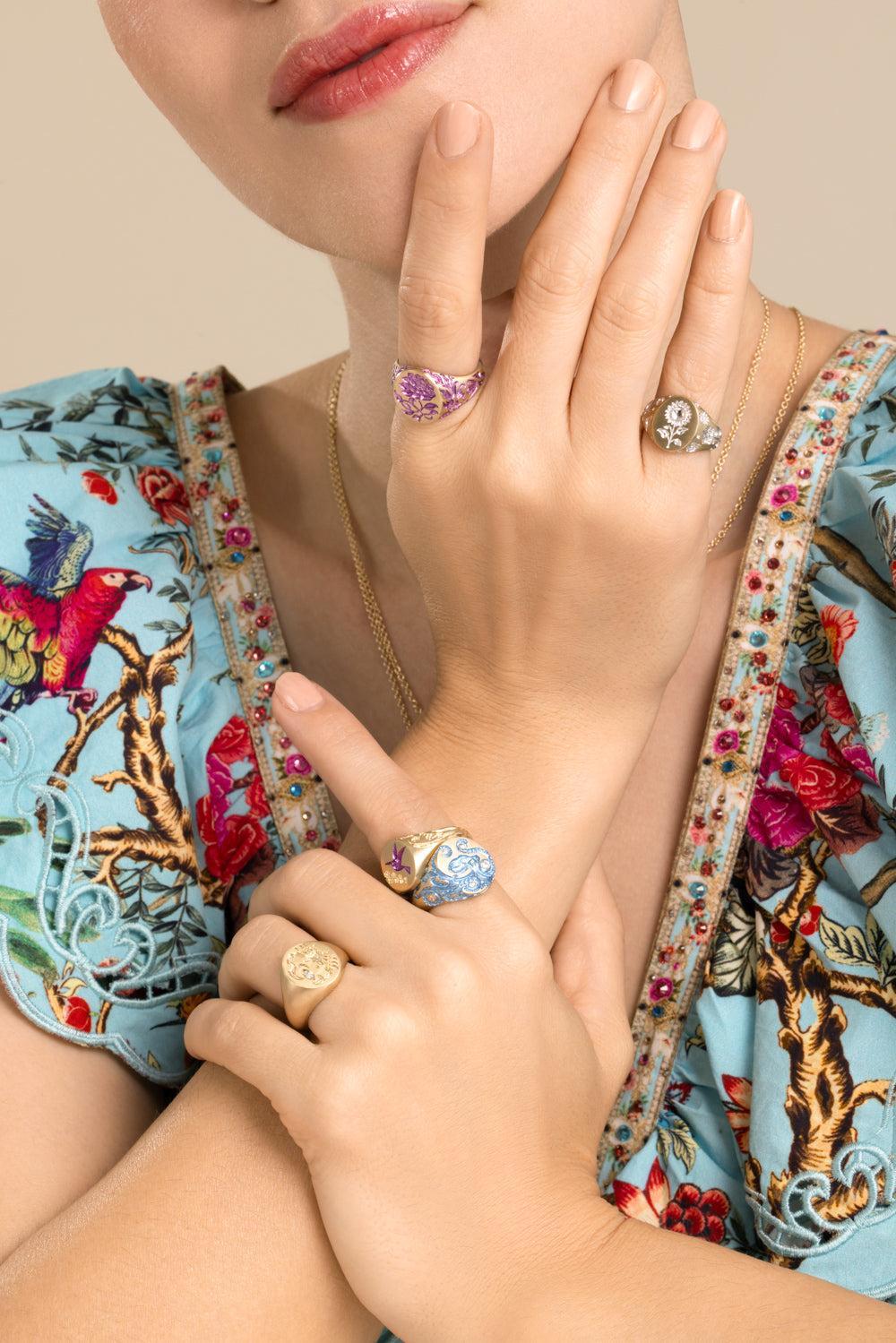 Purple Peony Signet Ring-YELLOW GOLD-6.5-JEWELRYFINE JEWELRING-CASTRO SMITH