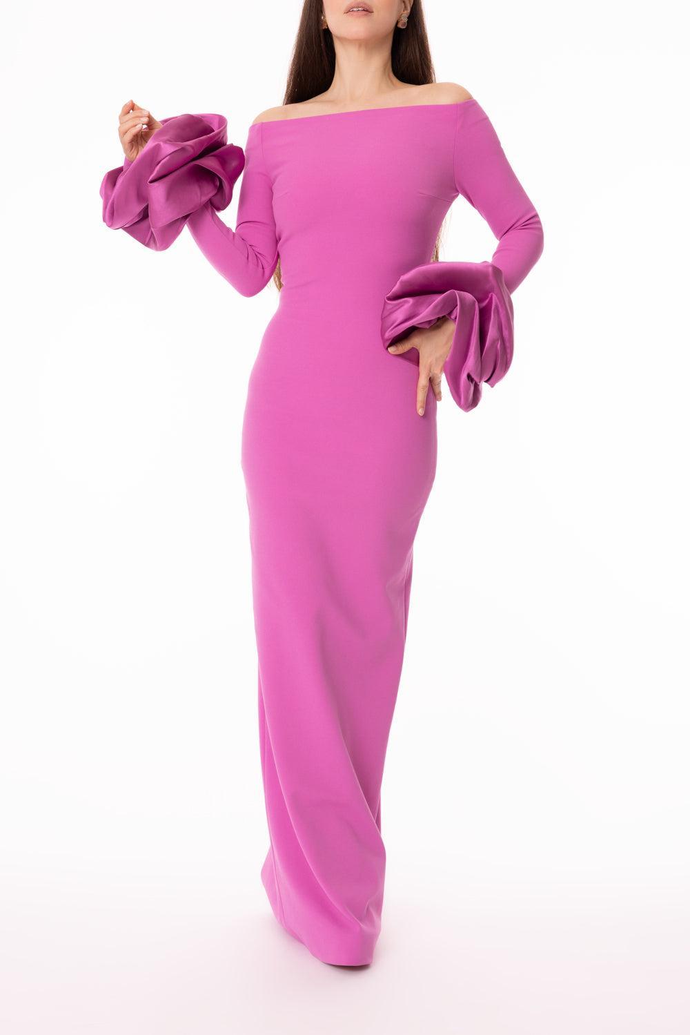Talia Maxi Dress-BERRY PINK-2-CLOTHINGDRESSGOWN-SOLACE LONDON