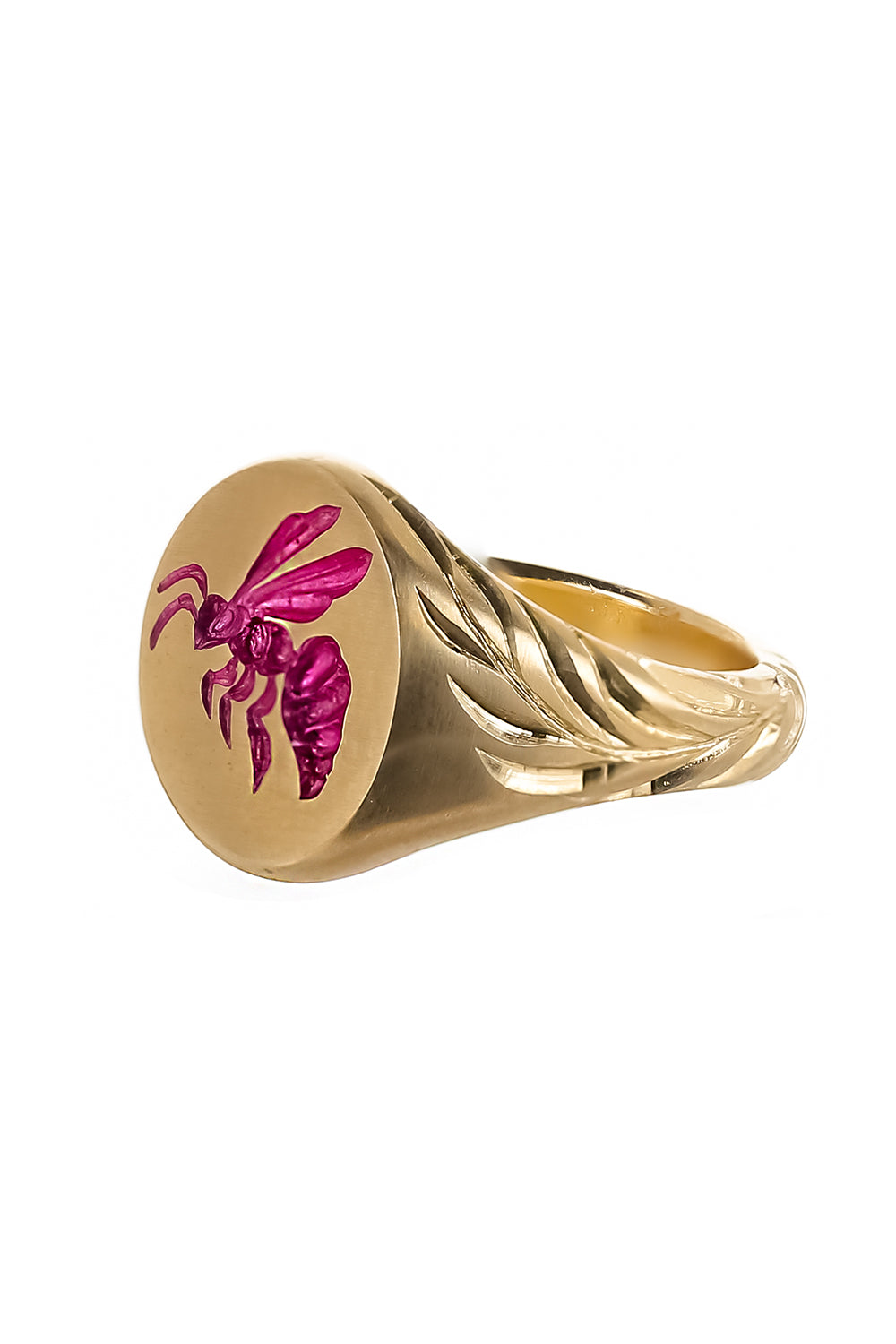 Fuchsia Bee Signet Ring-YELLOW GOLD-4.5-JEWELRYFINE JEWELRING-CASTRO SMITH