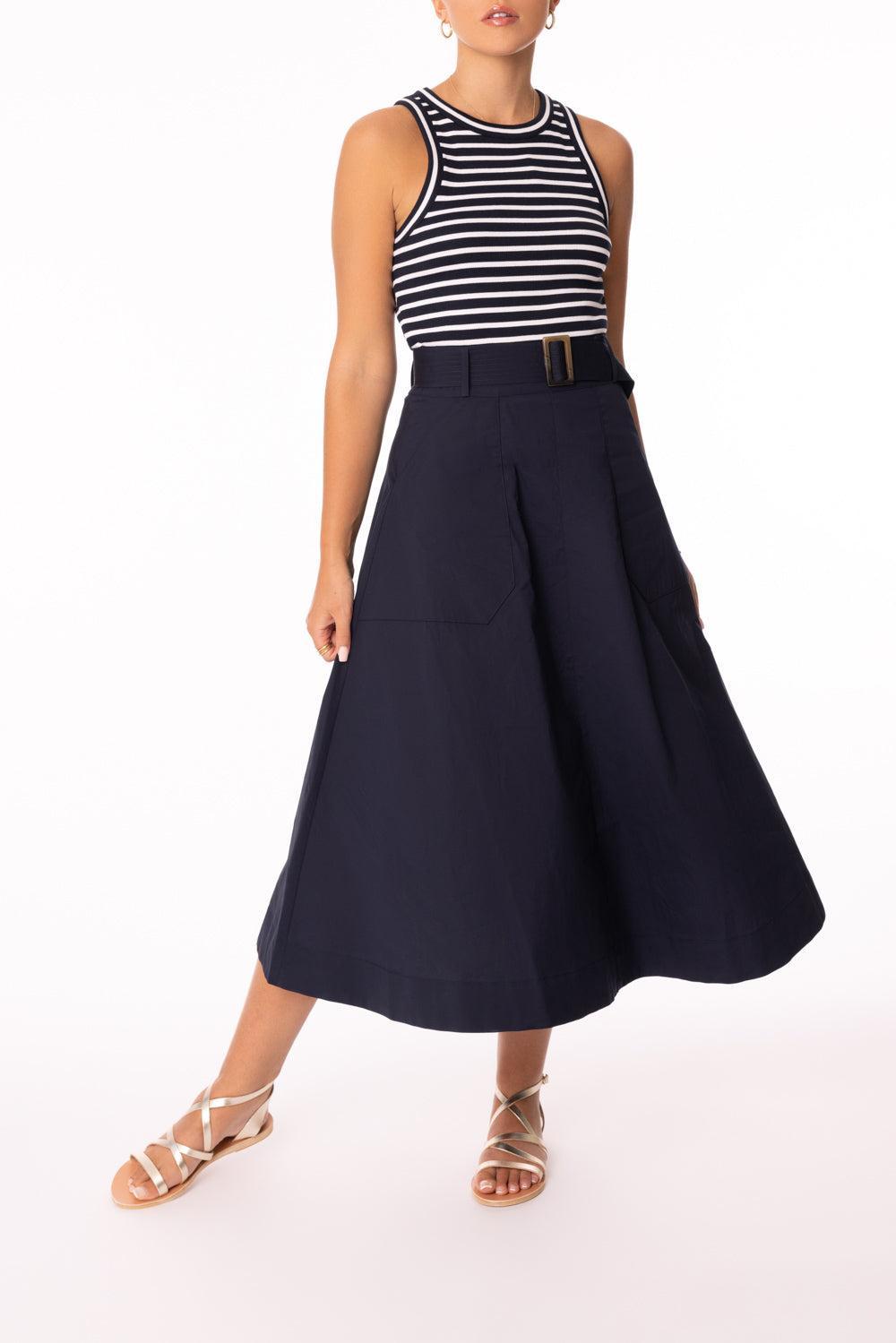 Jordyn Dress-NAVY/WHITE-XS-CLOTHINGDRESSCASUAL-VERONICA BEARD