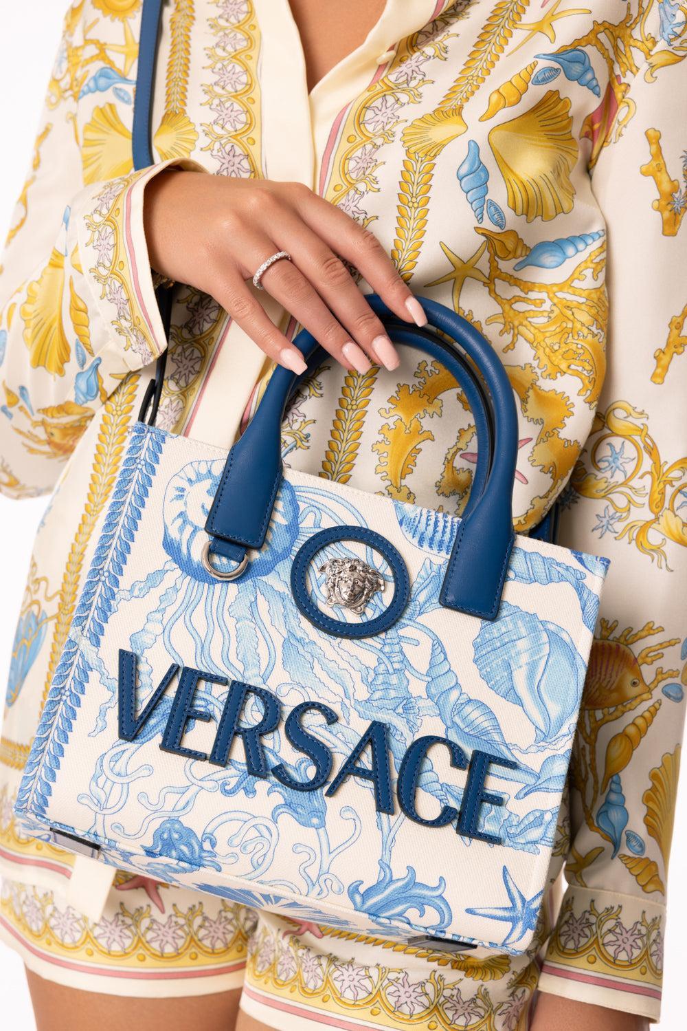 La Medusa Mini Tote Bag - Eggshell Bright Blue-EGGSGELL/BRIGHT BLUE/PALE-HANDBAGTOTES-VERSACE