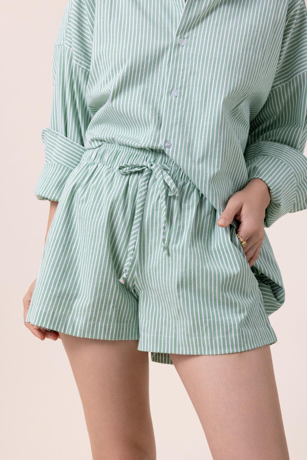 Flutter Short - Green White-STRIPE-1-CLOTHINGPANTSHORT-The Lady & The Sailor x Marissa Collections