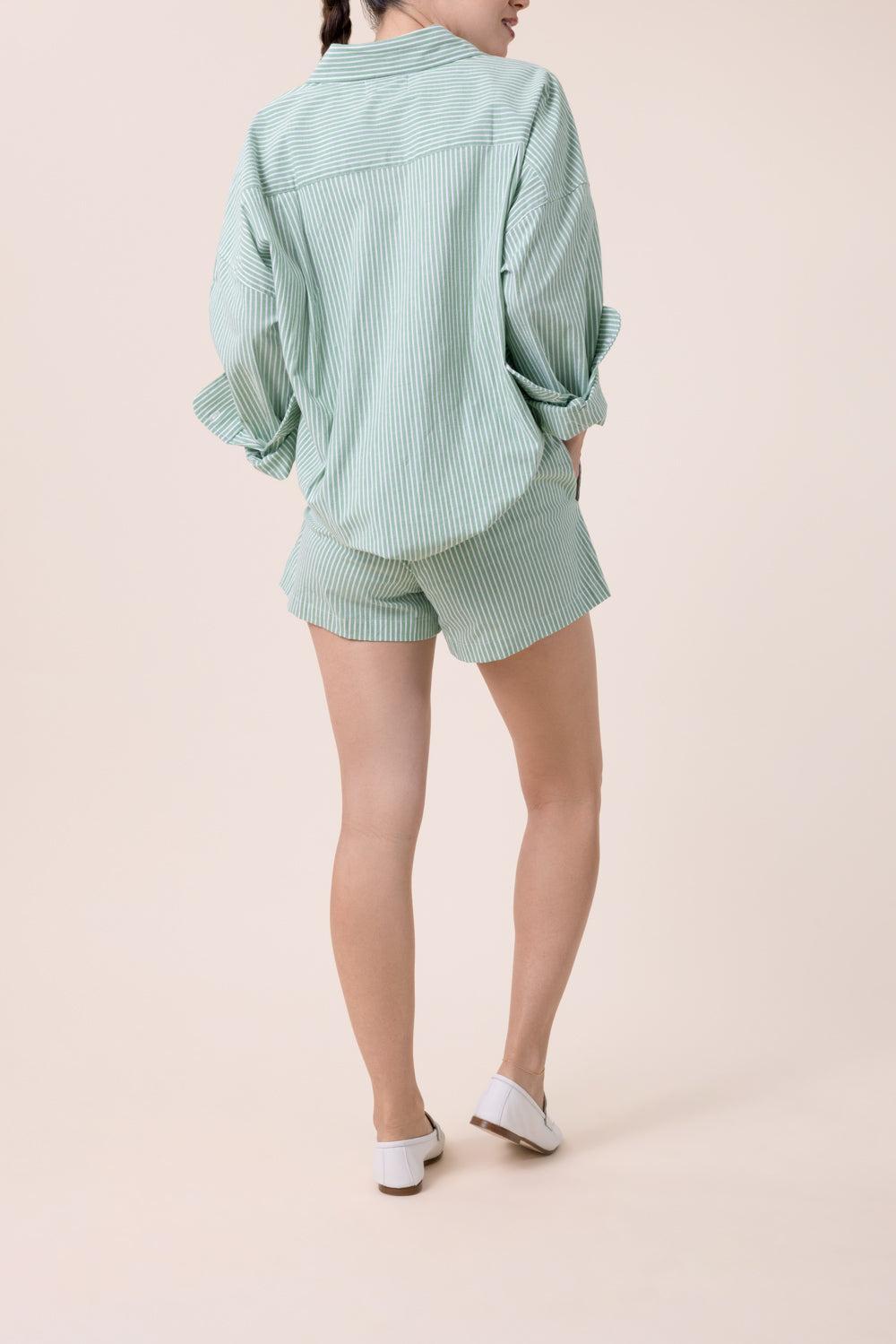 Flutter Short - Green White-STRIPE-1-CLOTHINGPANTSHORT-The Lady & The Sailor x Marissa Collections