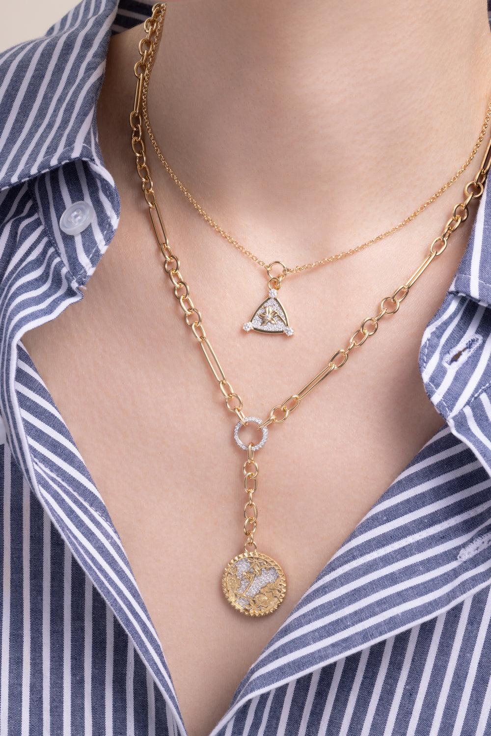 Resilience - Diamond Pavé Blossom Belcher Necklace-YELLOW GOLD-JEWELRYFINE JEWELNECKLACE O-FOUNDRAE