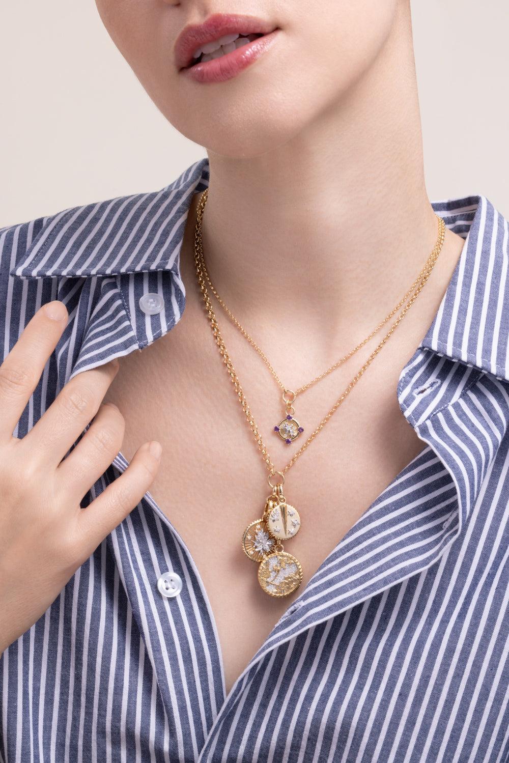 Resilience - Amethyst Blossoms Belcher Necklace-YELLOW GOLD-JEWELRYFINE JEWELNECKLACE O-FOUNDRAE