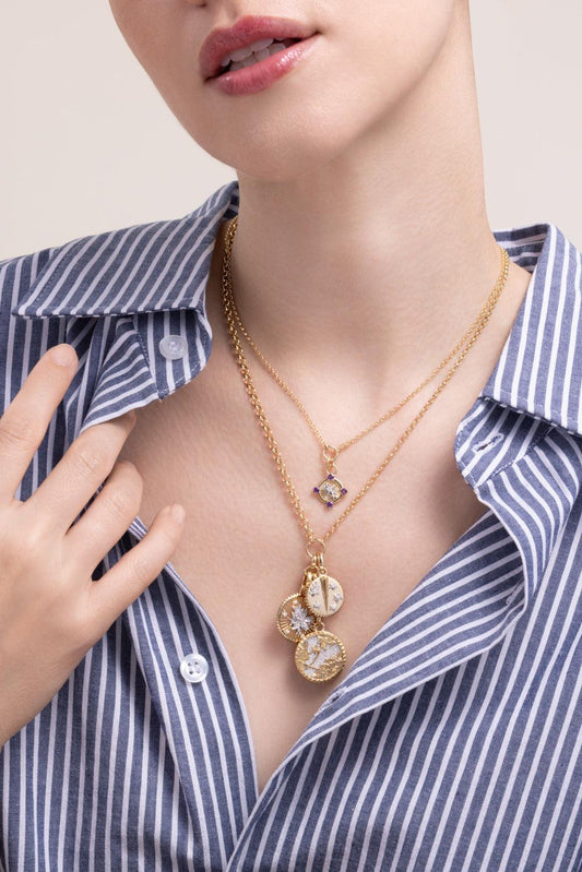 Resilience - Amethyst Blossoms Belcher Necklace-YELLOW GOLD-JEWELRYFINE JEWELNECKLACE O-FOUNDRAE