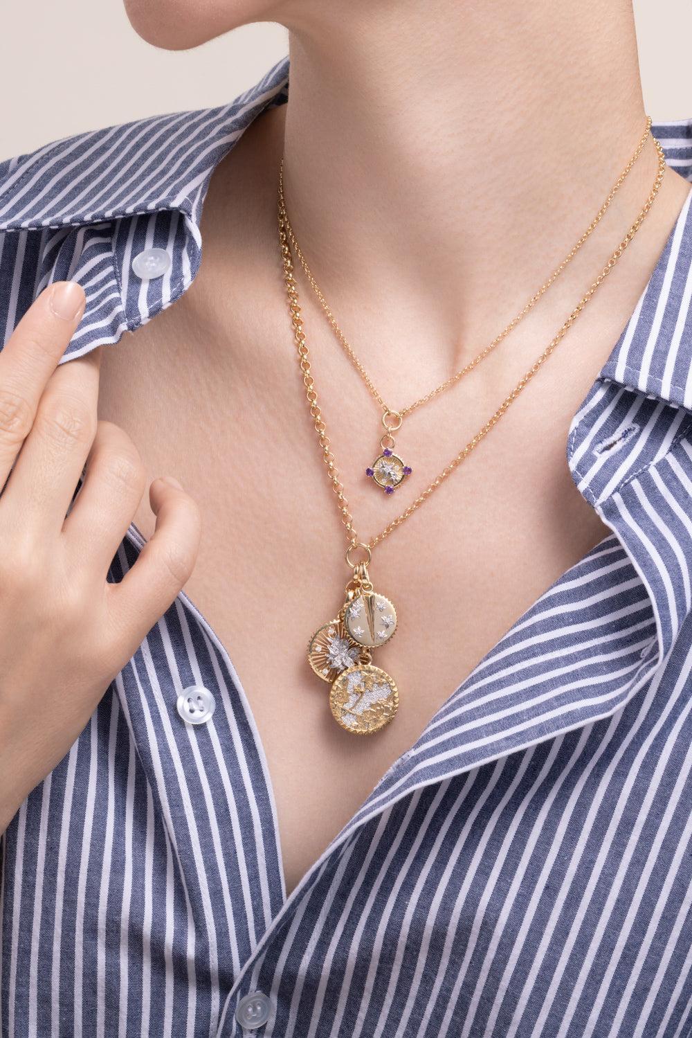Resilience - Amethyst Blossoms Belcher Necklace-YELLOW GOLD-JEWELRYFINE JEWELNECKLACE O-FOUNDRAE