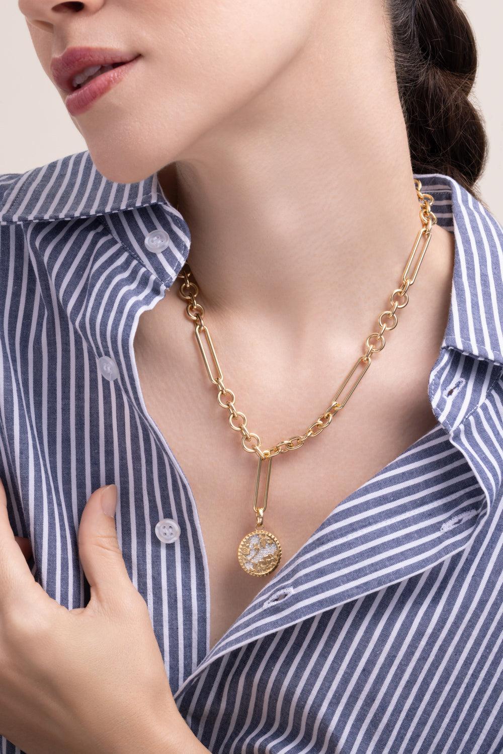 Resilience - Diamond Pavé Blossoms Floral Screen Medium Medallion-YELLOW GOLD-JEWELRYFINE JEWELPENDANT-FOUNDRAE