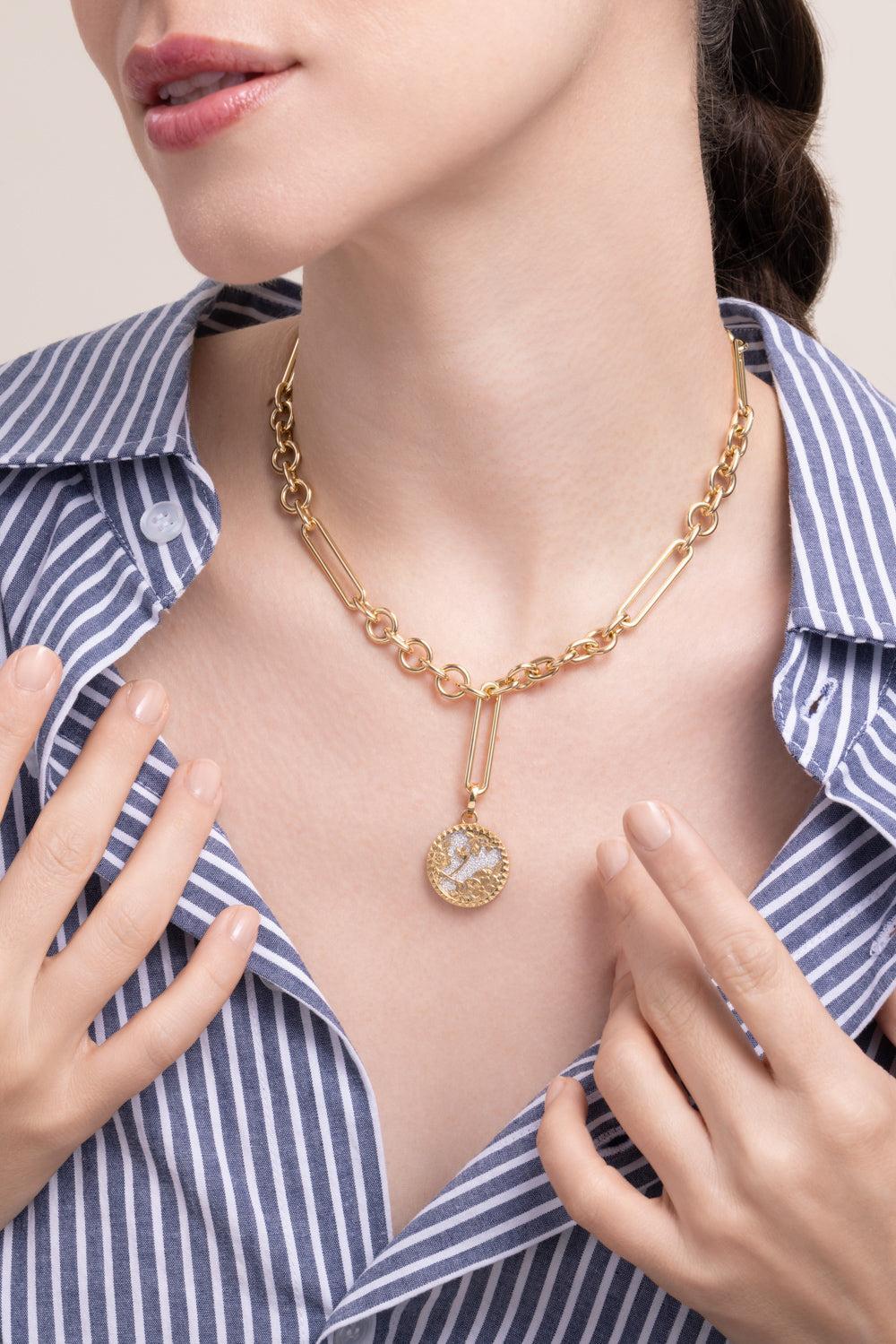 Resilience - Diamond Pavé Blossoms Floral Screen Medium Medallion-YELLOW GOLD-JEWELRYFINE JEWELPENDANT-FOUNDRAE