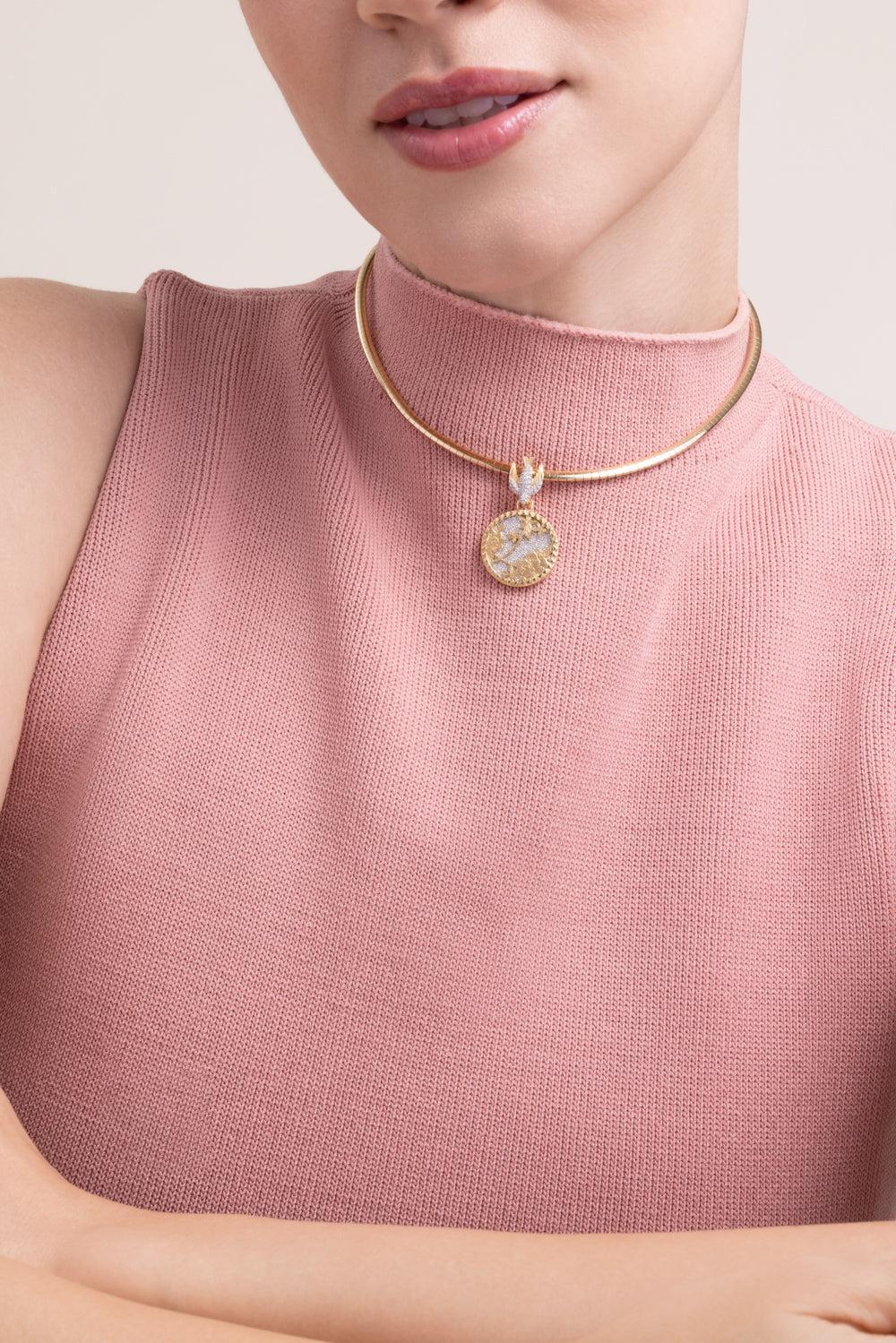Resilience - Diamond Pavé Medium Sparrow Decorative Annex Link-YELLOW GOLD-JEWELRYFINE JEWELPENDANT-FOUNDRAE