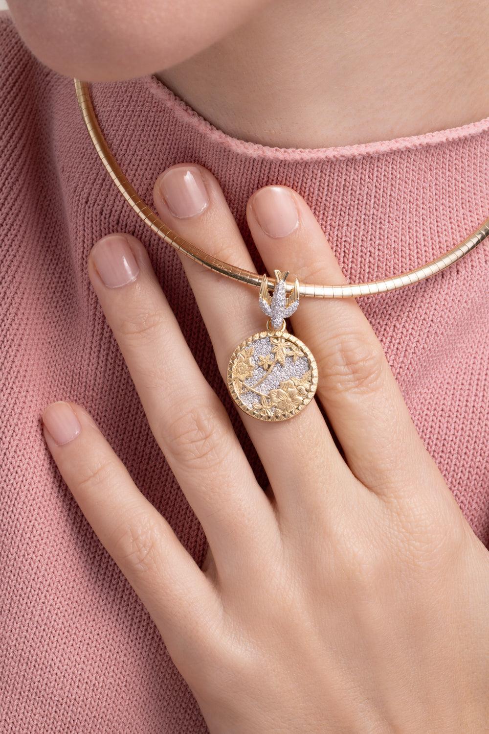 Resilience - Diamond Pavé Medium Sparrow Decorative Annex Link-YELLOW GOLD-JEWELRYFINE JEWELPENDANT-FOUNDRAE