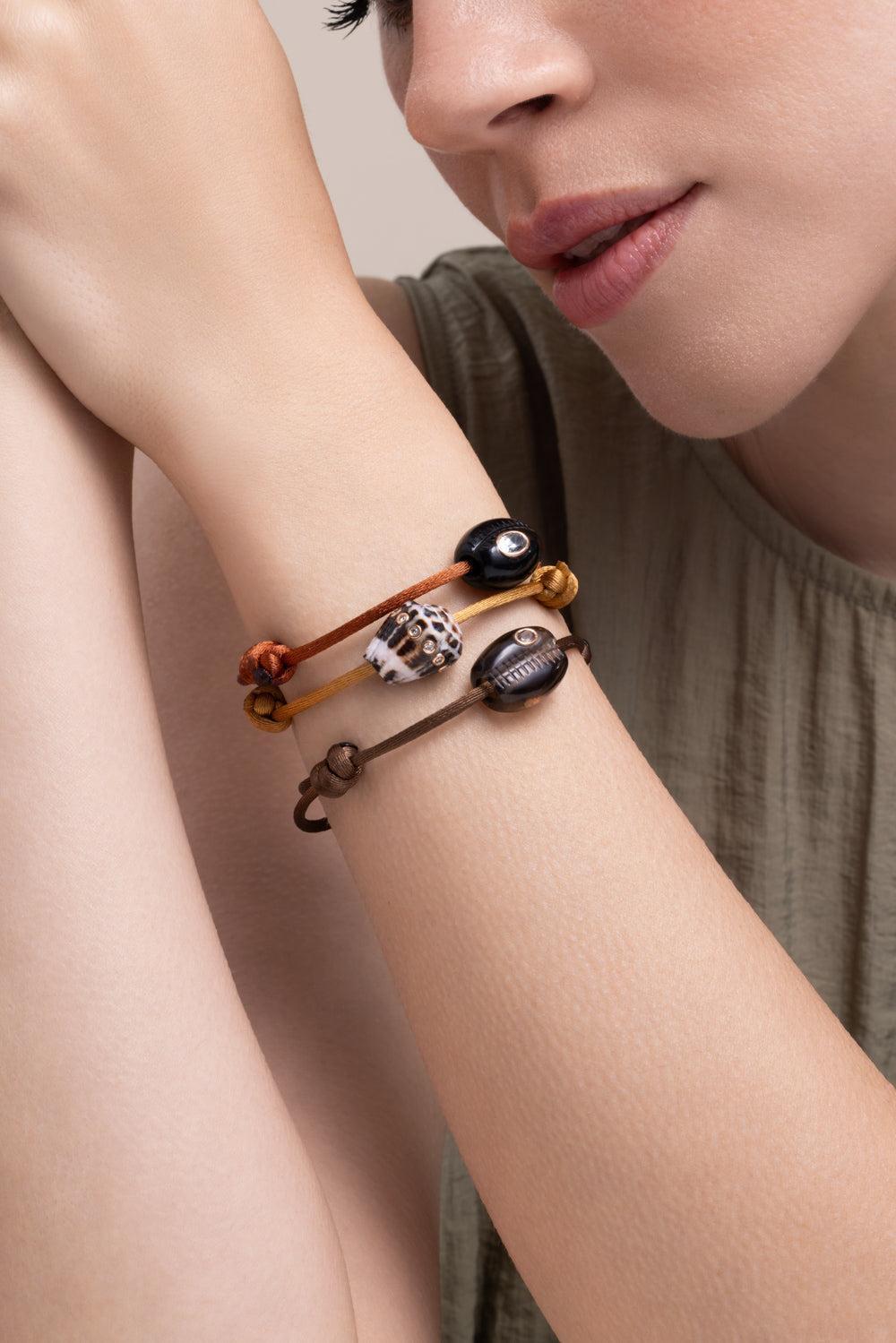 Smoky Quartz Garnet Brown Cowry Bracelet-ROSE GOLD-JEWELRYFINE JEWELBRACELET O-DEZSO BY SARA BELTRAN