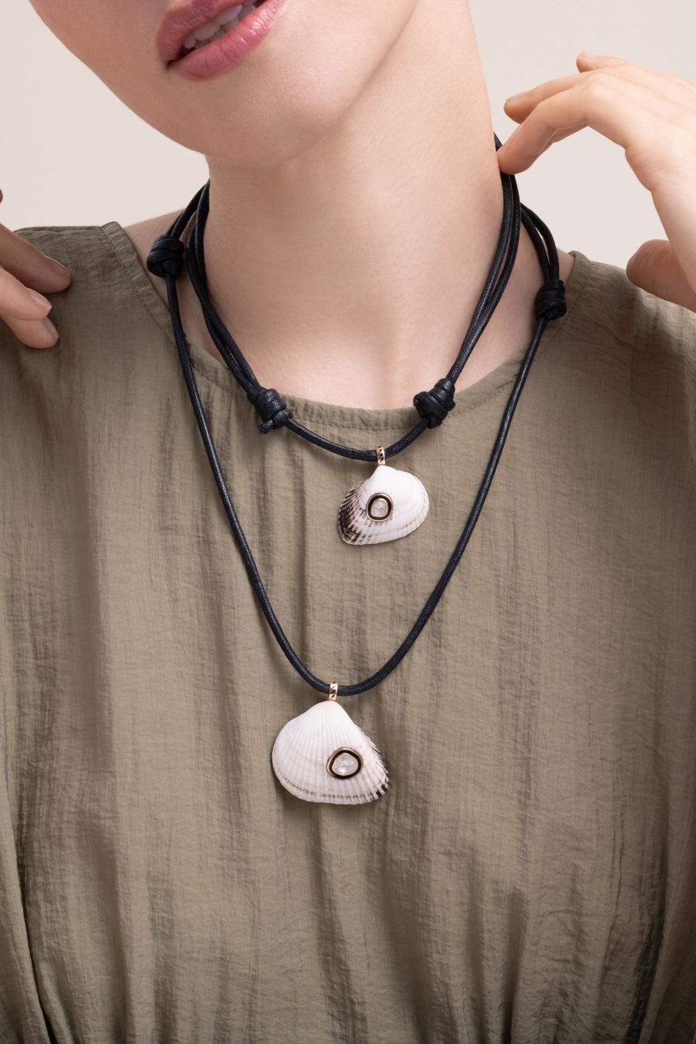 Diamond Grande Edul Shell Necklace-ROSE GOLD-JEWELRYFINE JEWELNECKLACE O-DEZSO BY SARA BELTRAN