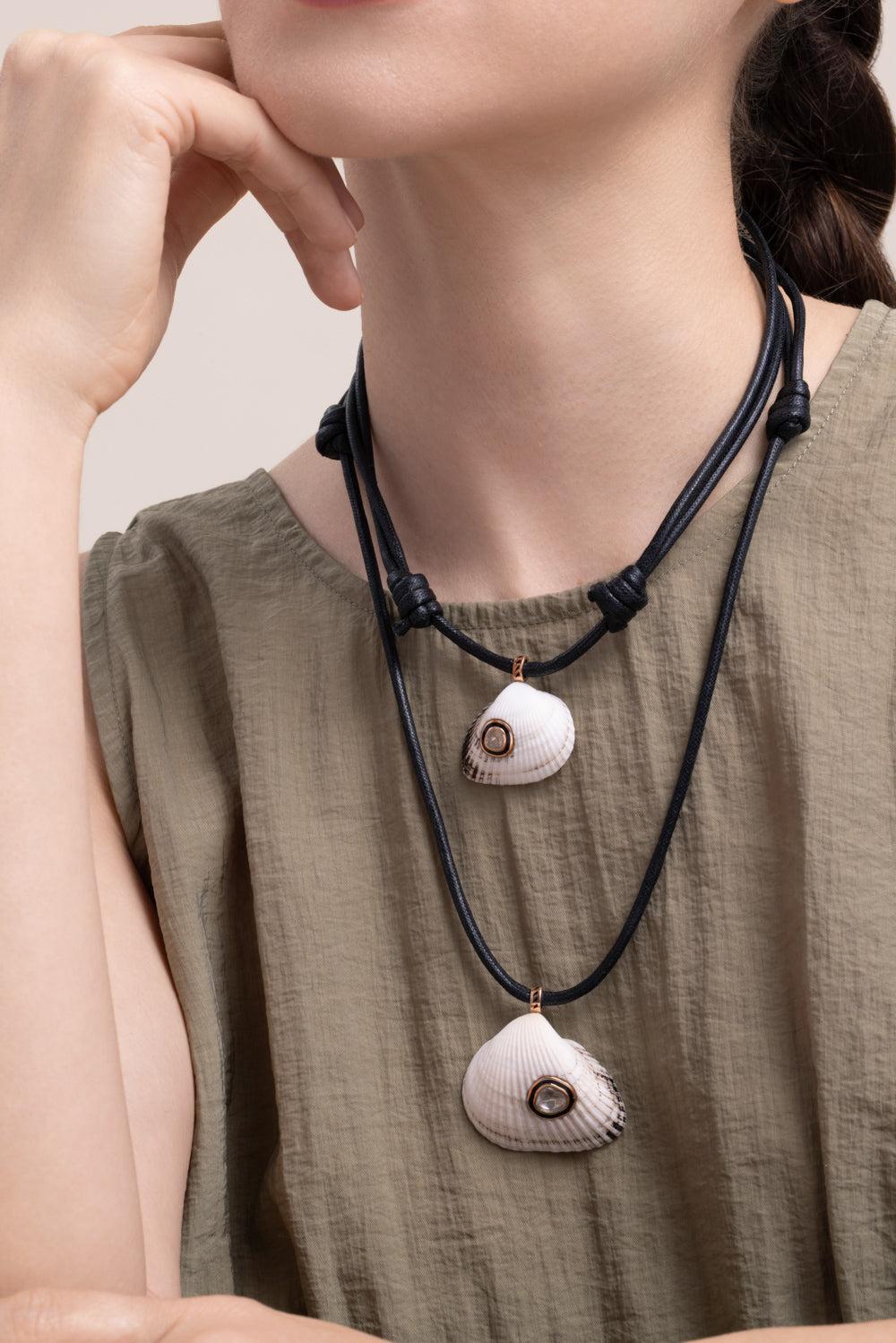Diamond Grande Edul Shell Necklace-ROSE GOLD-JEWELRYFINE JEWELNECKLACE O-DEZSO BY SARA BELTRAN