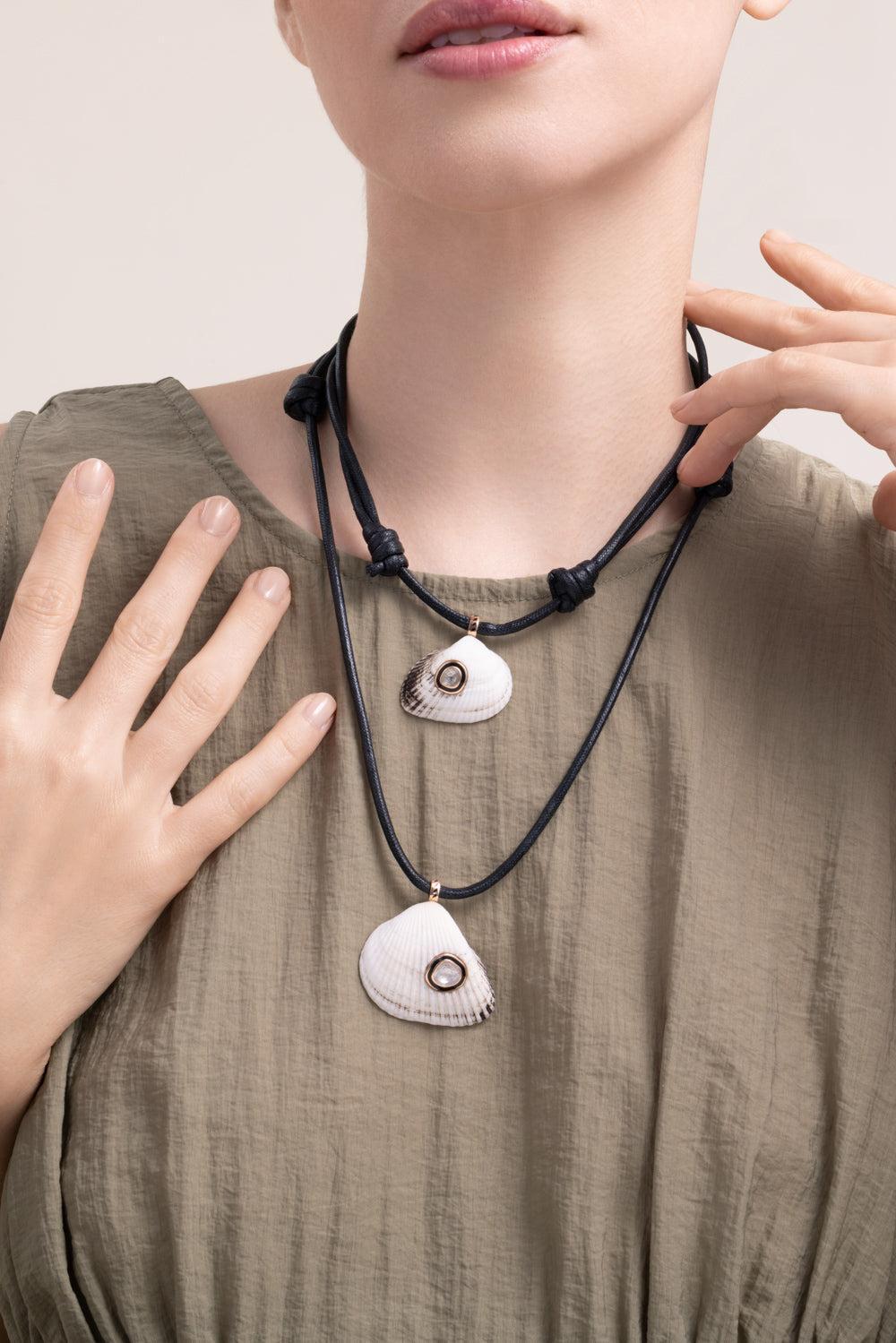 Diamond Grande Edul Shell Necklace-ROSE GOLD-JEWELRYFINE JEWELNECKLACE O-DEZSO BY SARA BELTRAN