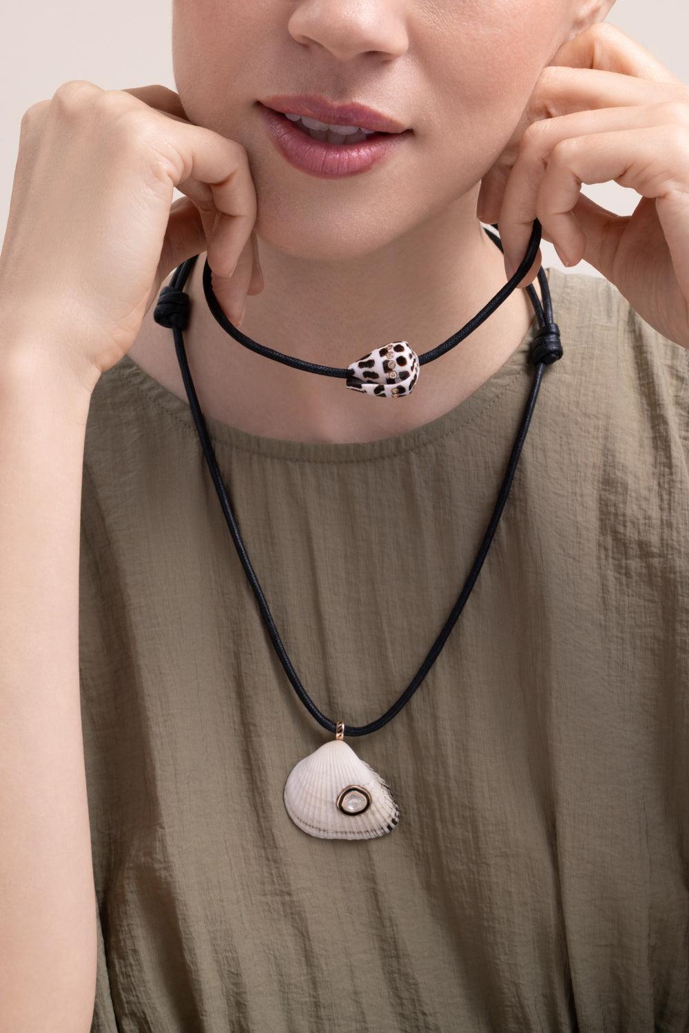 Diamond Grande Conus Shell Necklace-ROSE GOLD-JEWELRYFINE JEWELNECKLACE O-DEZSO BY SARA BELTRAN