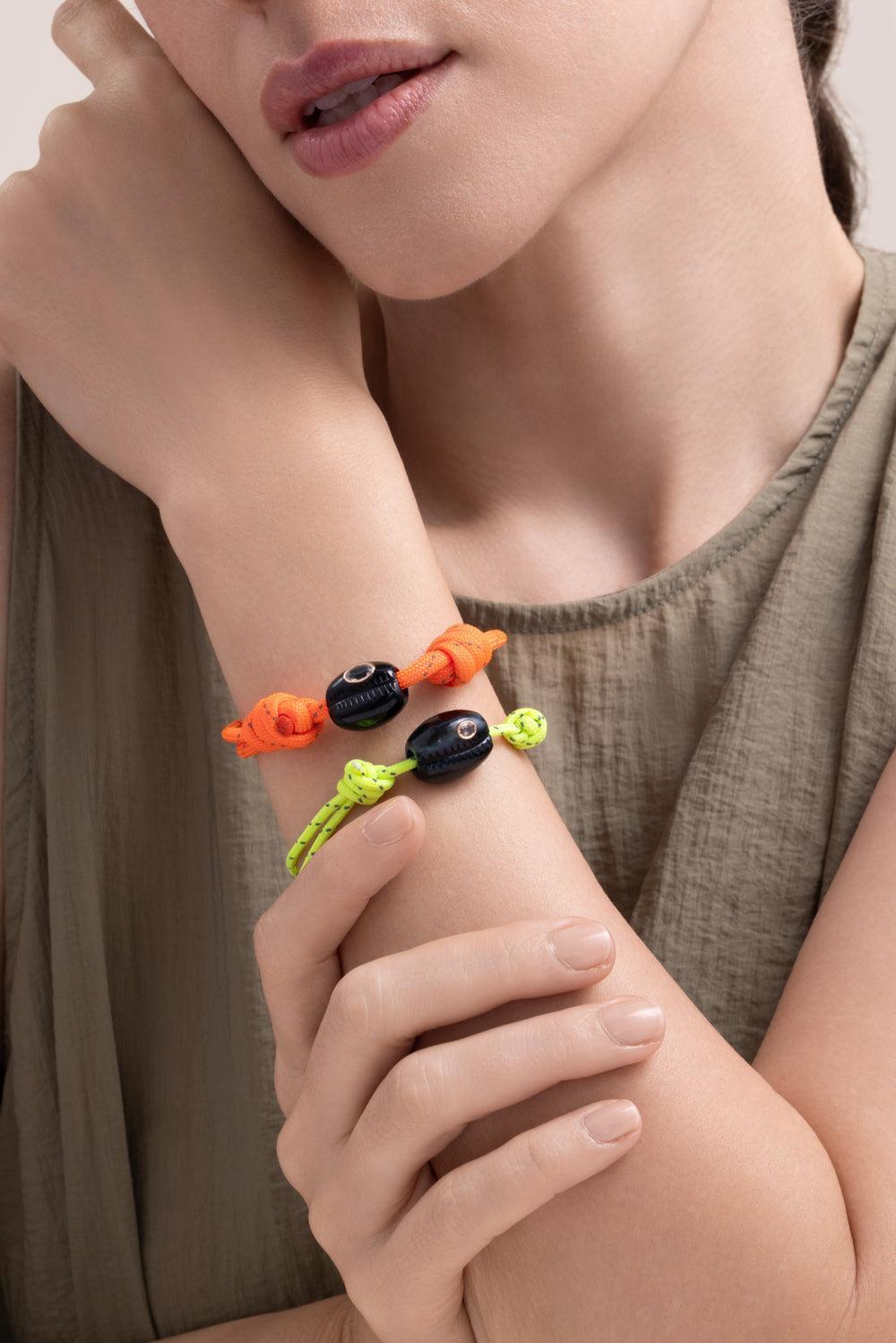 Petite Onyx Cowrie Sillimanite Orange Bracelet-ROSE GOLD-JEWELRYFINE JEWELBRACELET O-DEZSO BY SARA BELTRAN