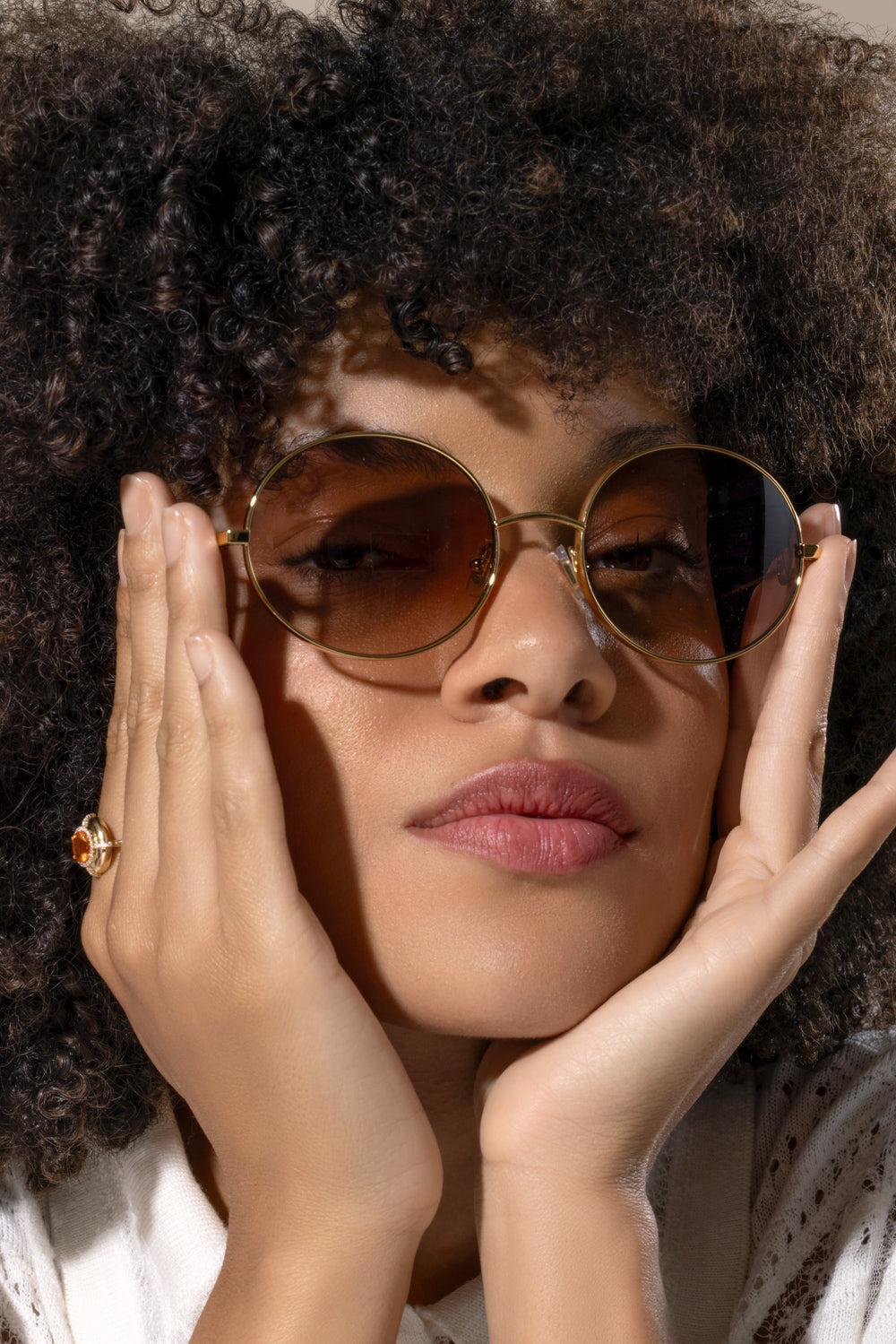 Round Sunglasses-GOLD-ACCESSORIESUNGLASSES-VALENTINO ACCESSORIES