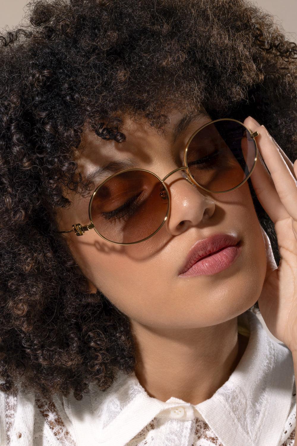 Round Sunglasses-GOLD-ACCESSORIESUNGLASSES-VALENTINO ACCESSORIES