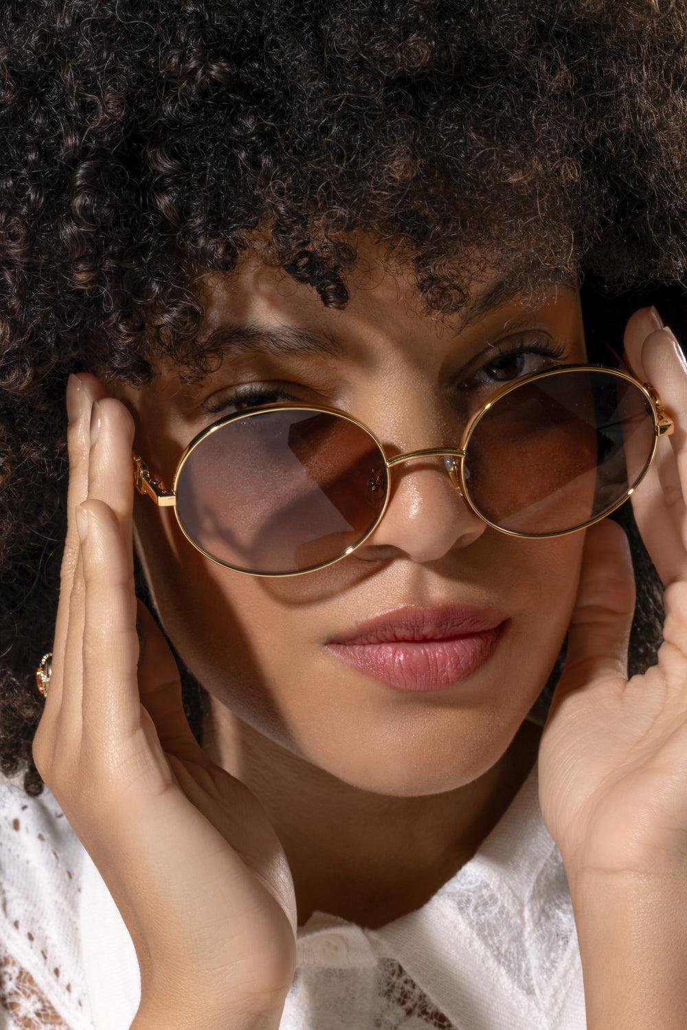 Round Sunglasses-GOLD-ACCESSORIESUNGLASSES-VALENTINO ACCESSORIES