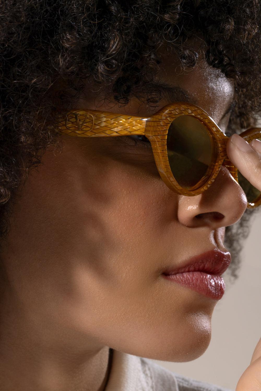 Oval Sunglasses-GOLD-ACCESSORIESUNGLASSES-VALENTINO ACCESSORIES