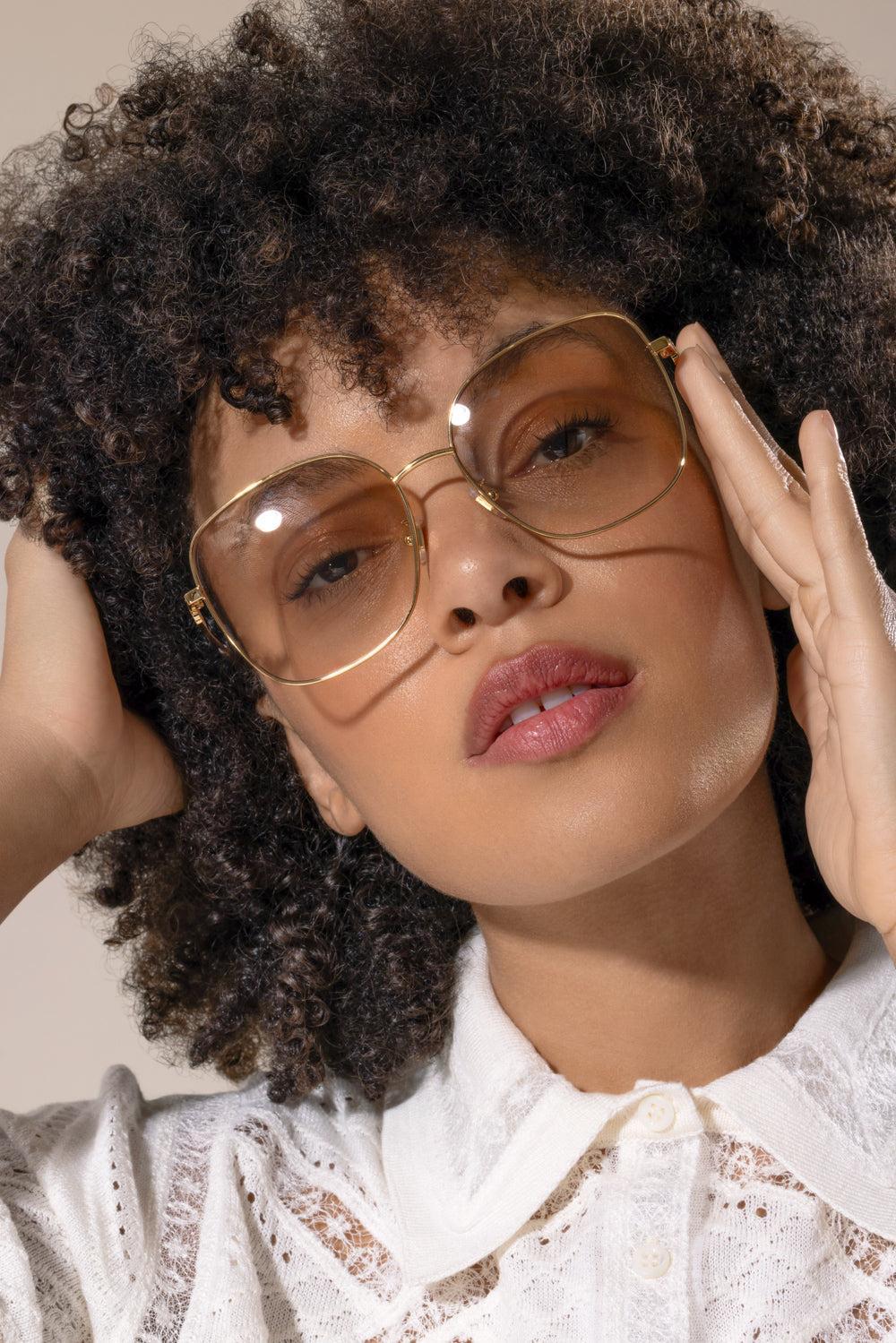 Square Oversized Sunglasses-GOLD-ACCESSORIESUNGLASSES-VALENTINO ACCESSORIES