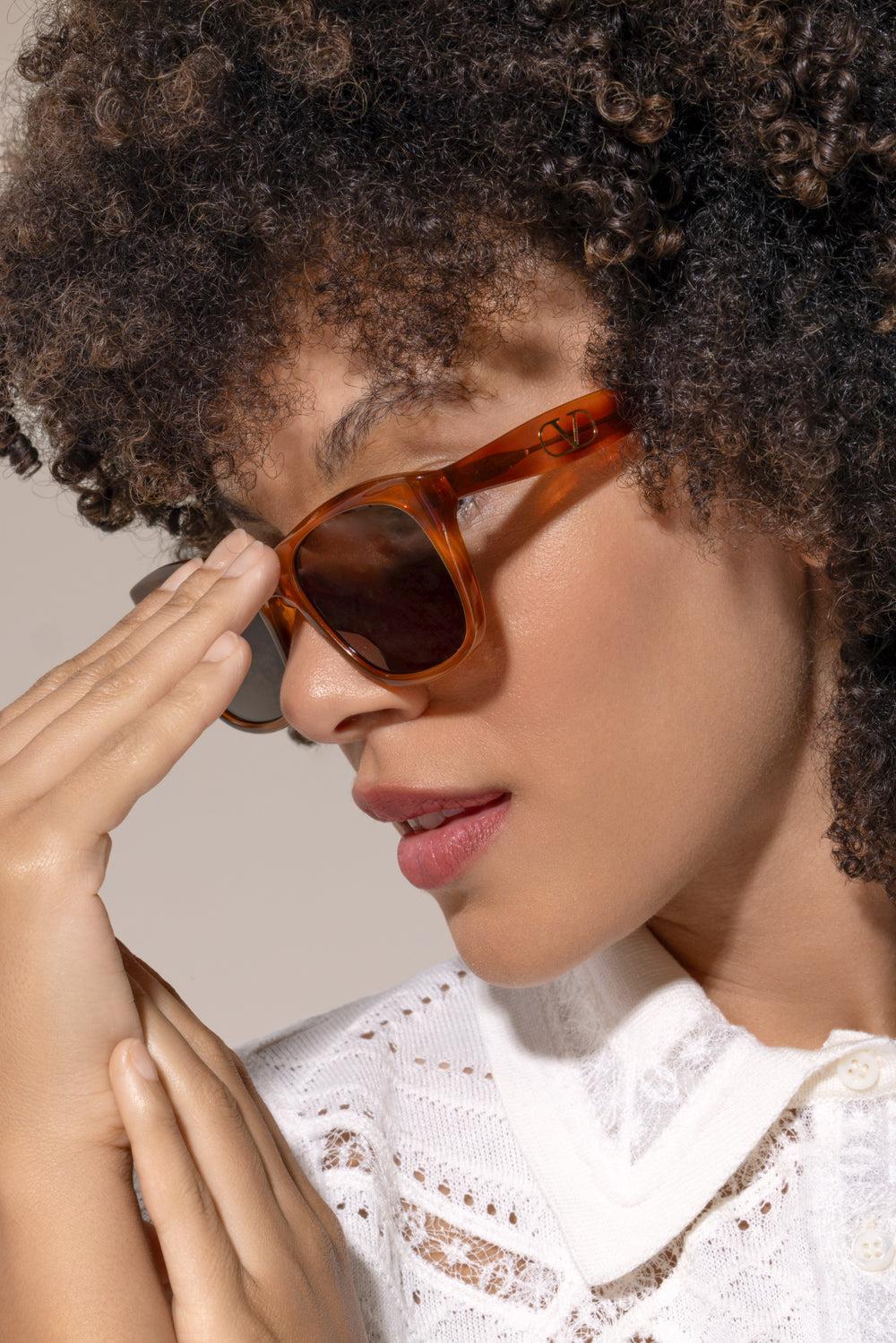 Square Suglasses-BROWN-ACCESSORIESUNGLASSES-VALENTINO ACCESSORIES