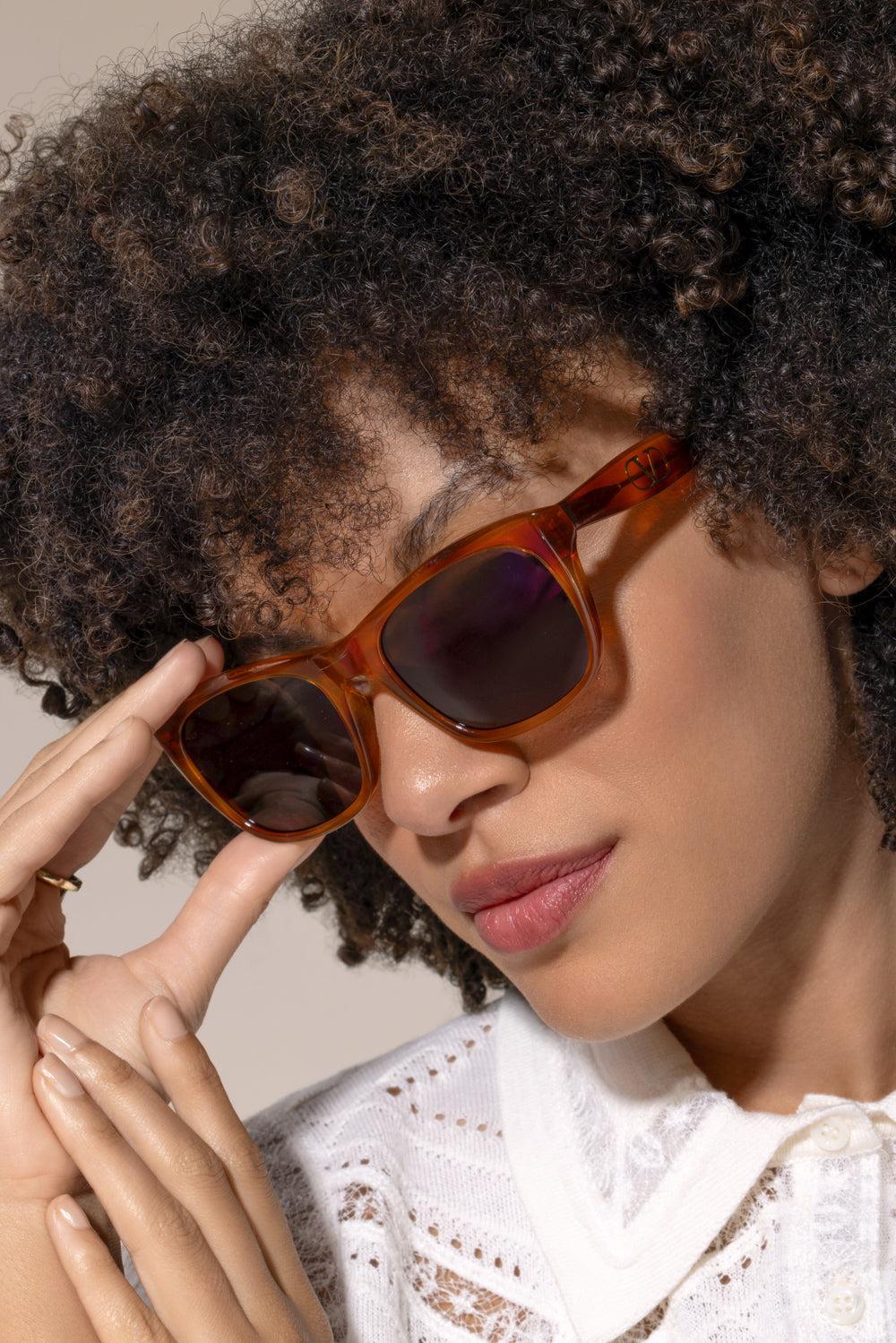 Square Suglasses-BROWN-ACCESSORIESUNGLASSES-VALENTINO ACCESSORIES