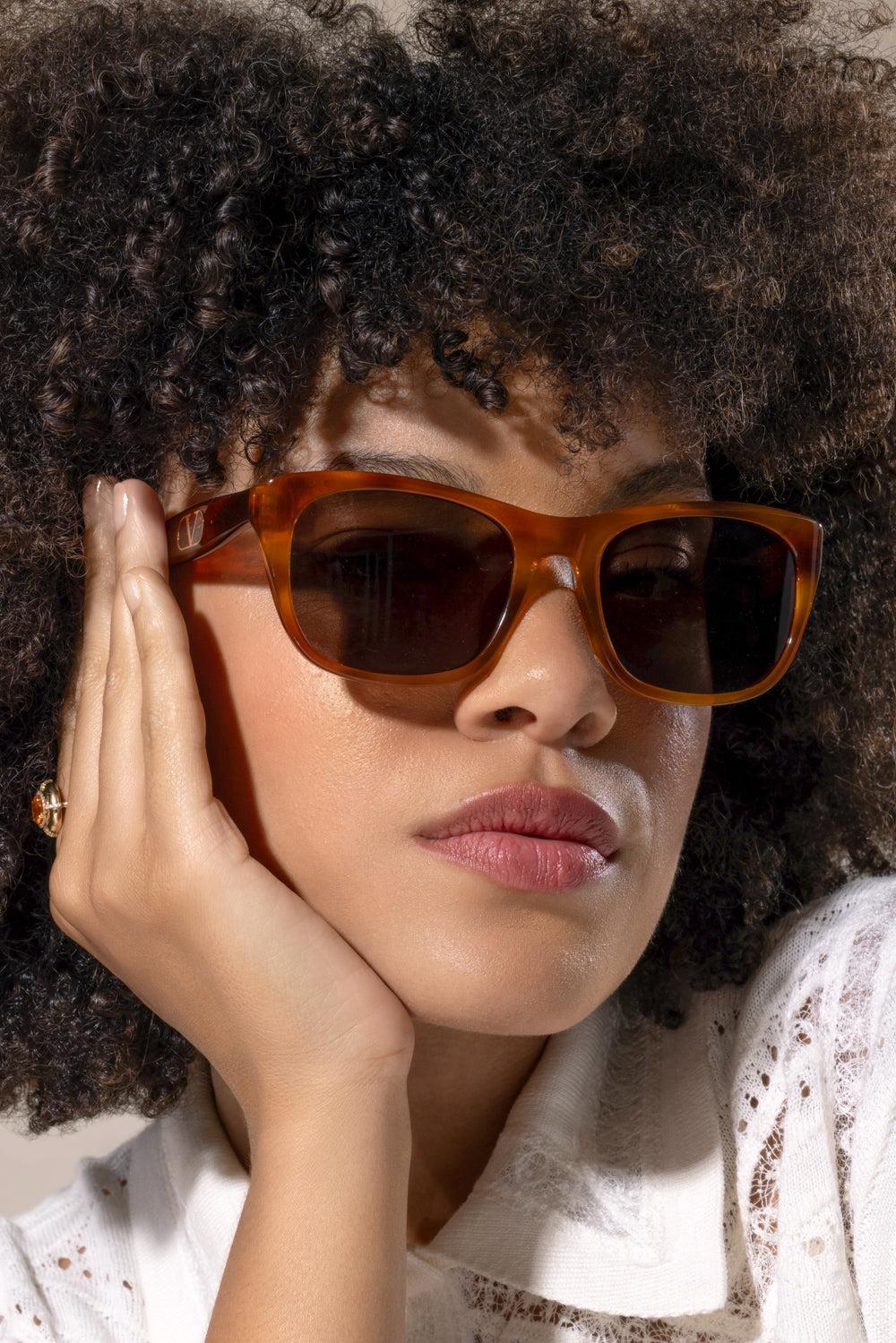 Square Suglasses-BROWN-ACCESSORIESUNGLASSES-VALENTINO ACCESSORIES