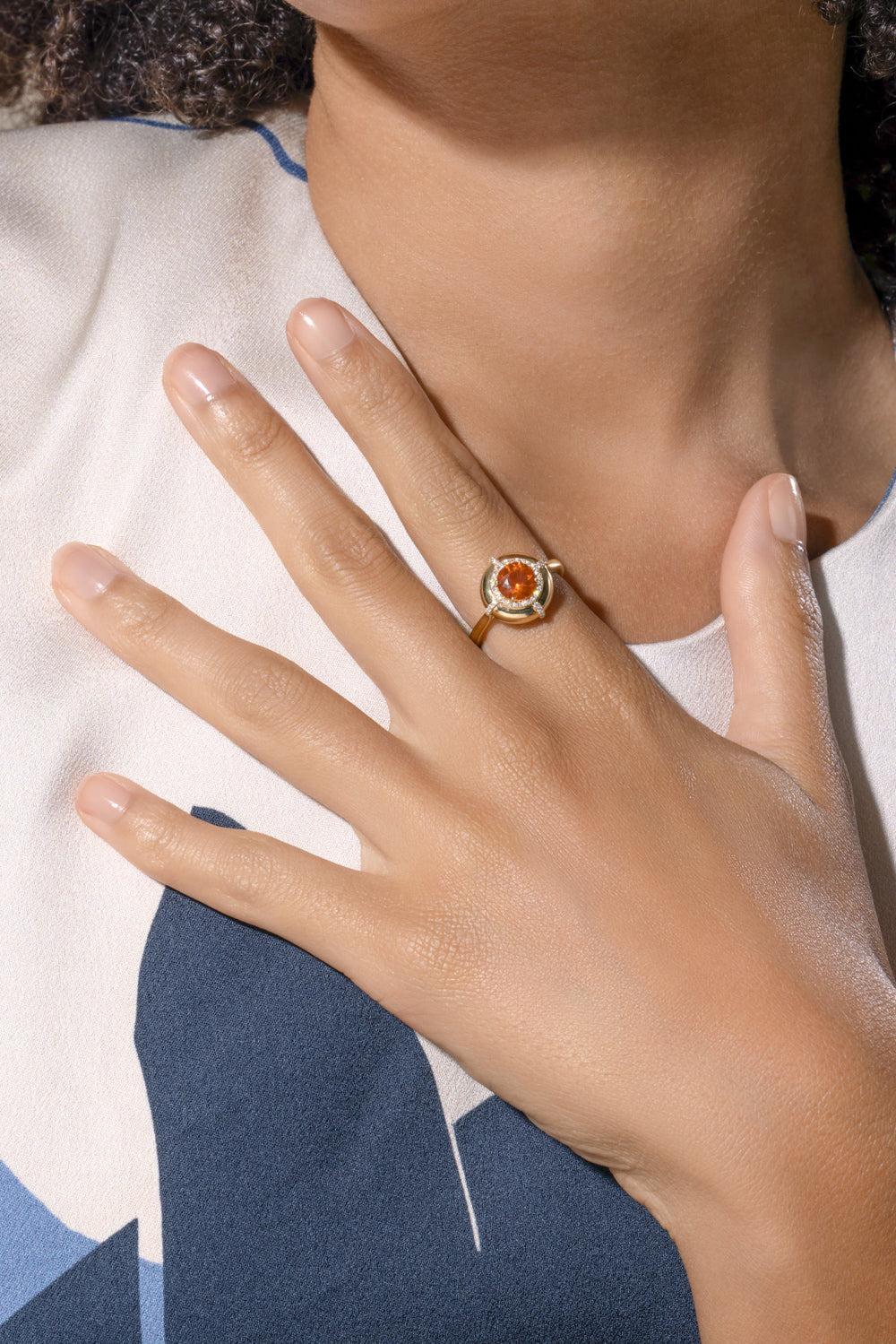 Fire Opal Medallion Ring