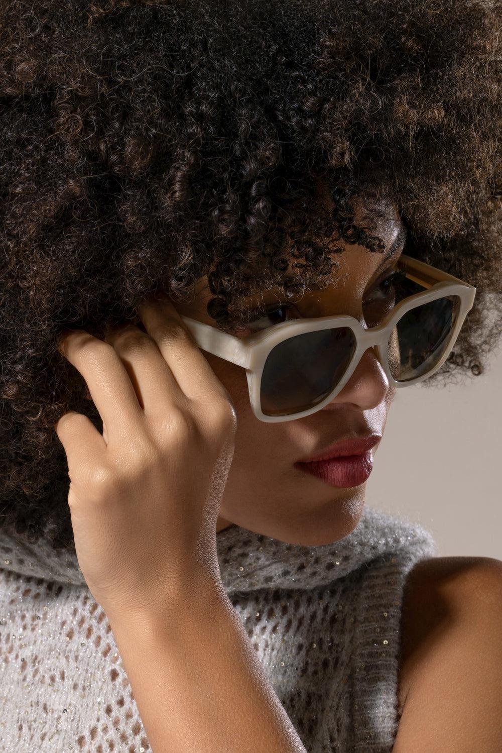 Geometric Sunglasses-CREAM-ACCESSORIESCARVES-BRUNELLO CUCINELLI