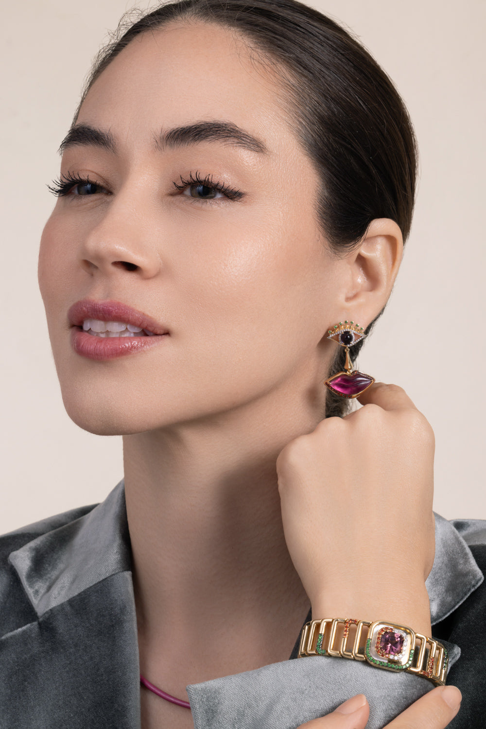 Eye, Nose, Lips Drop Earrings